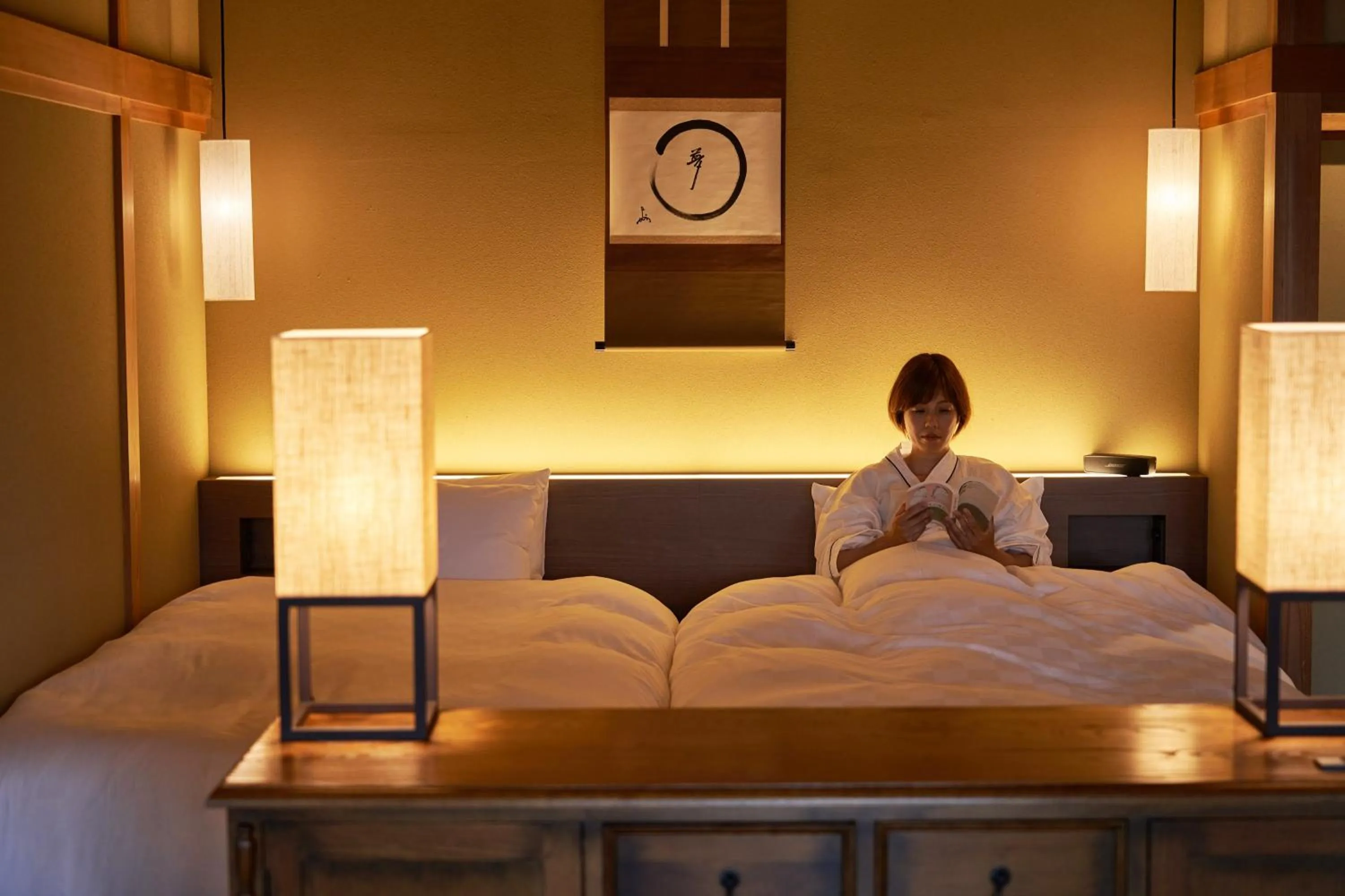 Bed in Ryokan Onomichi Nishiyama