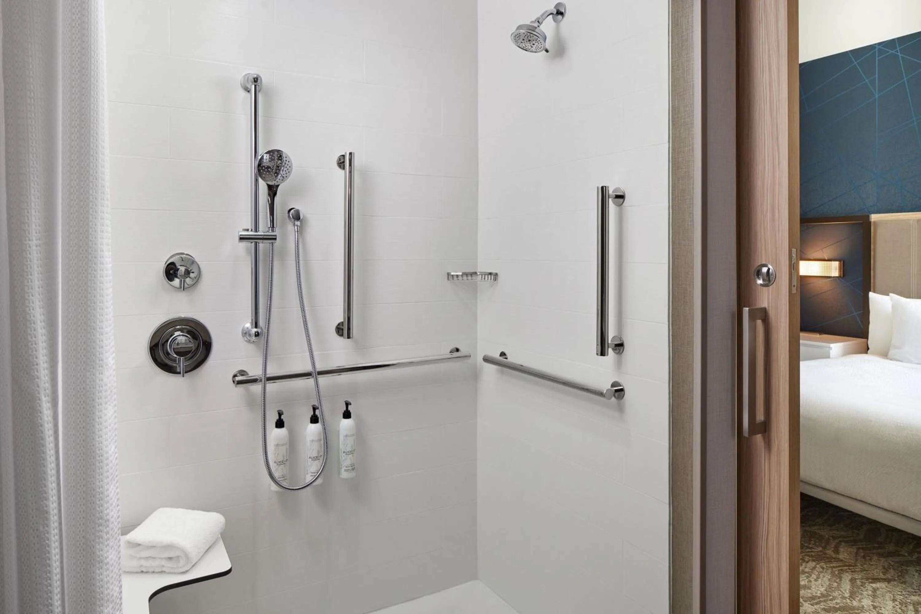 Bathroom, Bed in SpringHill Suites by Marriott Frederica