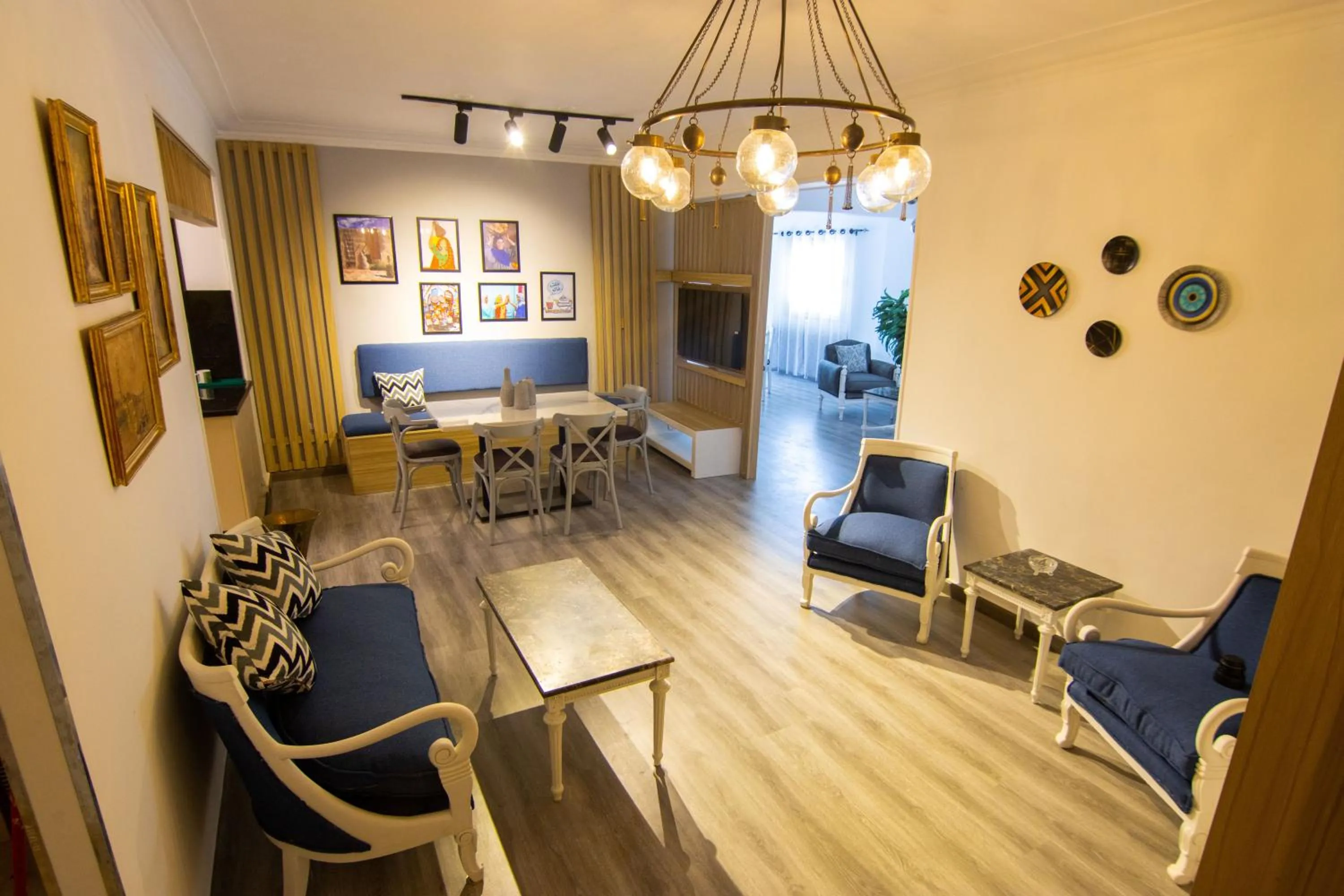 Seating area in Lovely 3BR Apartment in Heart of Mohandseen