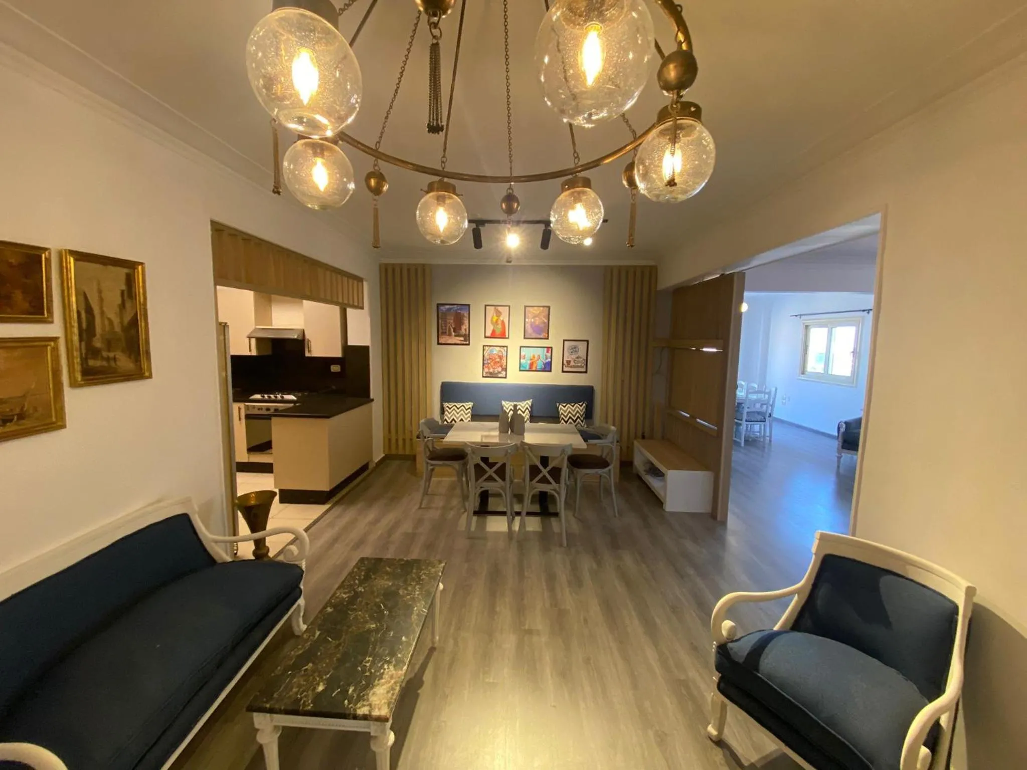 Seating area in Lovely 3BR Apartment in Heart of Mohandseen