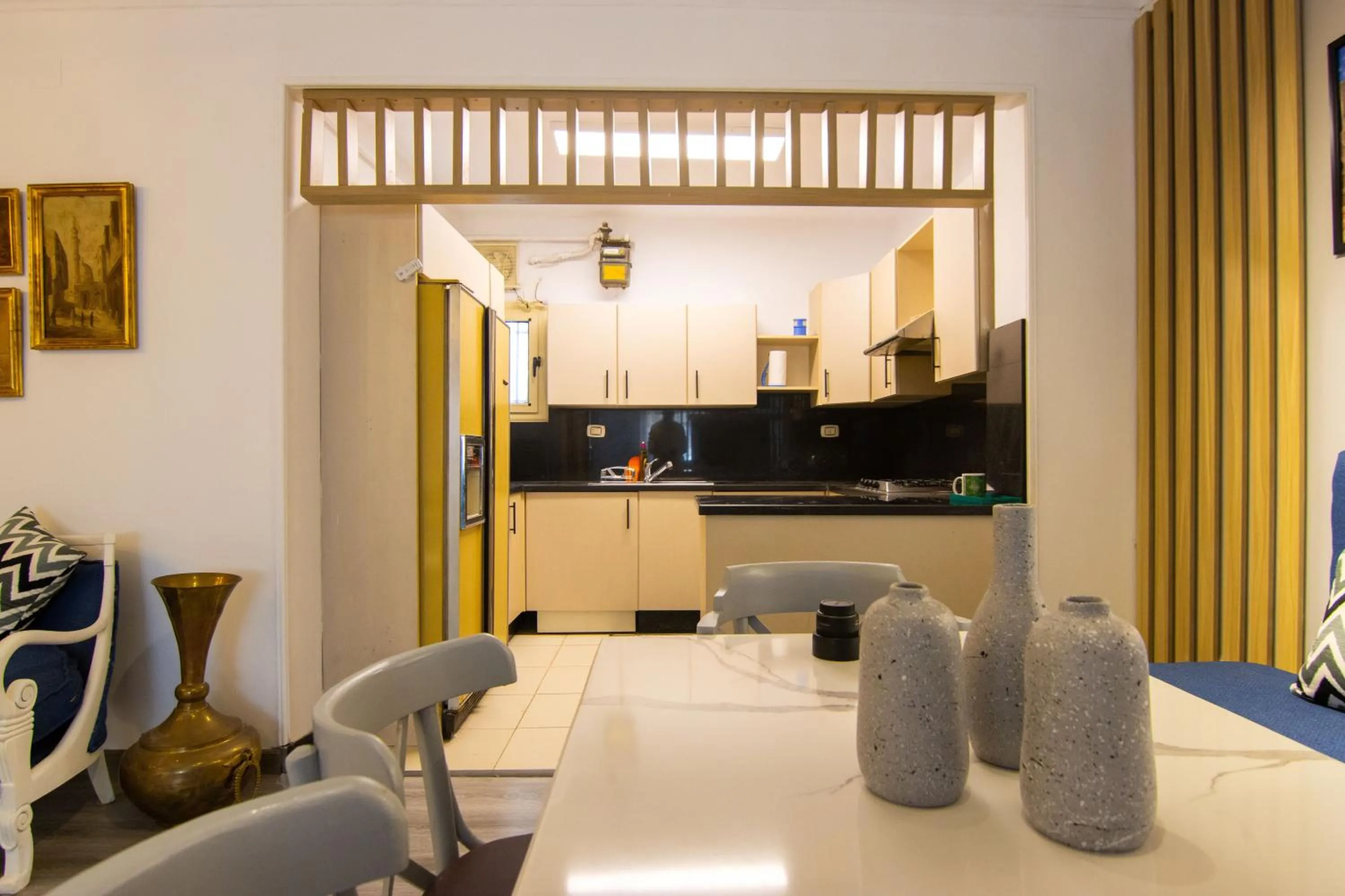 Seating area in Lovely 3BR Apartment in Heart of Mohandseen
