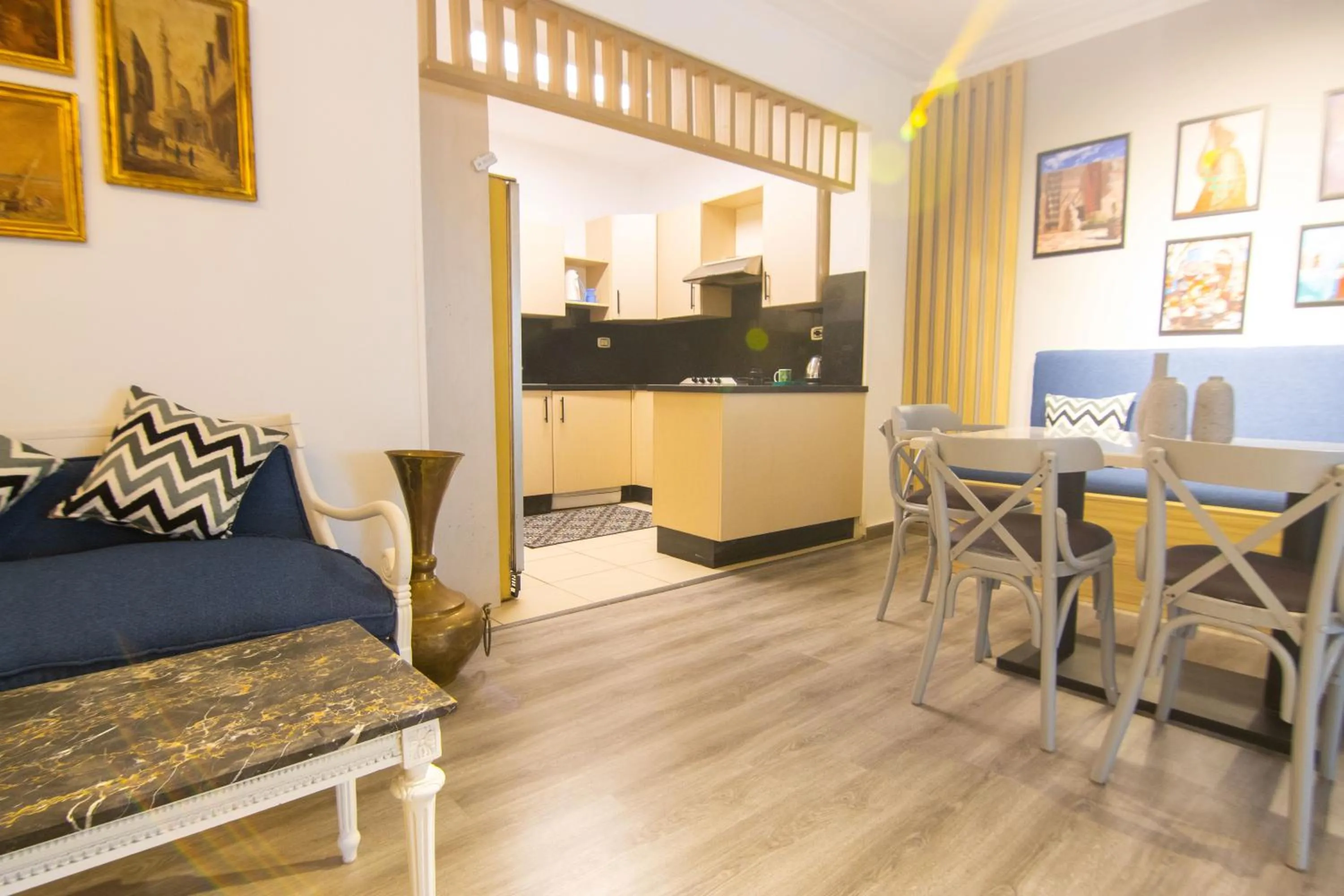Seating area in Lovely 3BR Apartment in Heart of Mohandseen