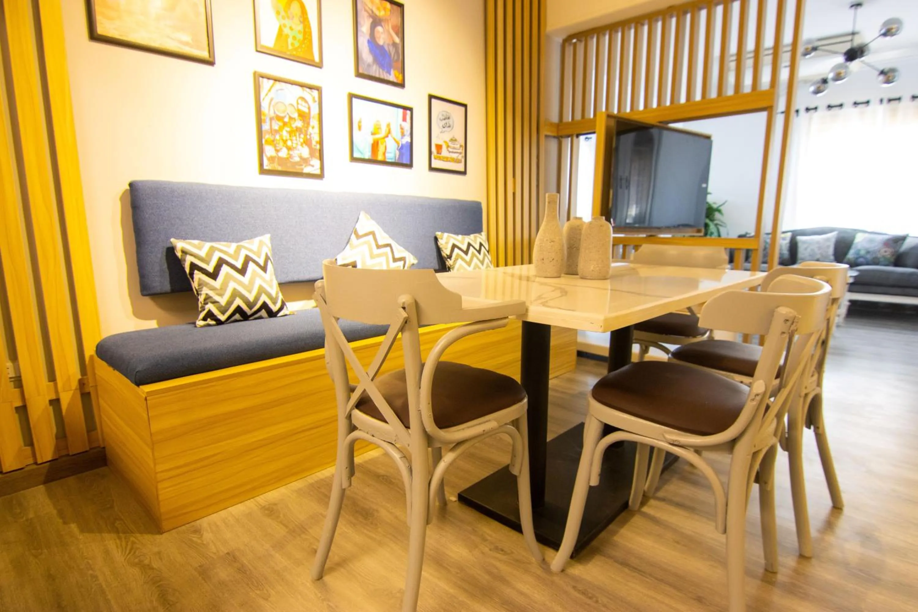 Seating area in Lovely 3BR Apartment in Heart of Mohandseen