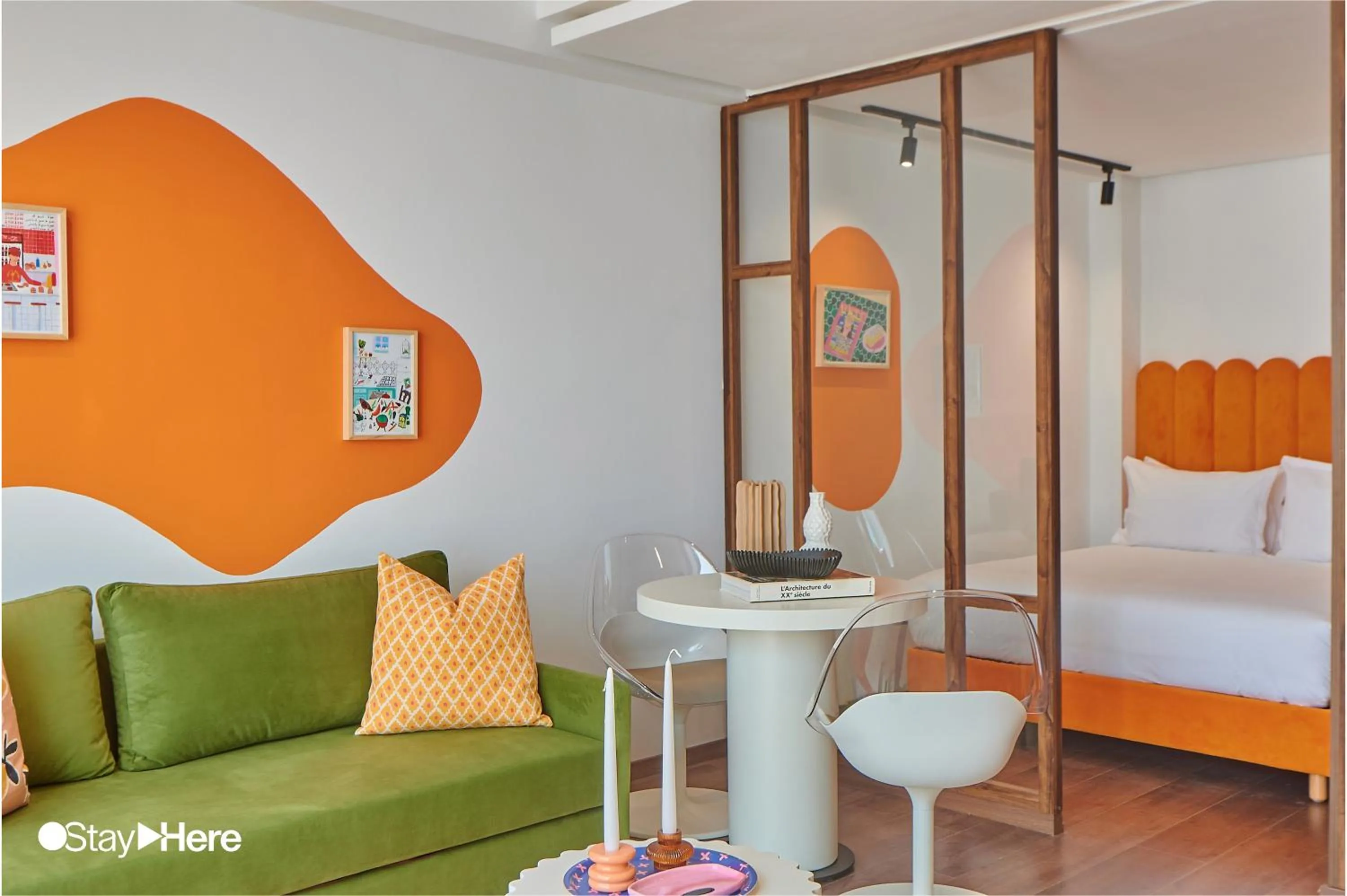 Seating area, Bed in Stayhere Casablanca - CFC - Vibrant Residence