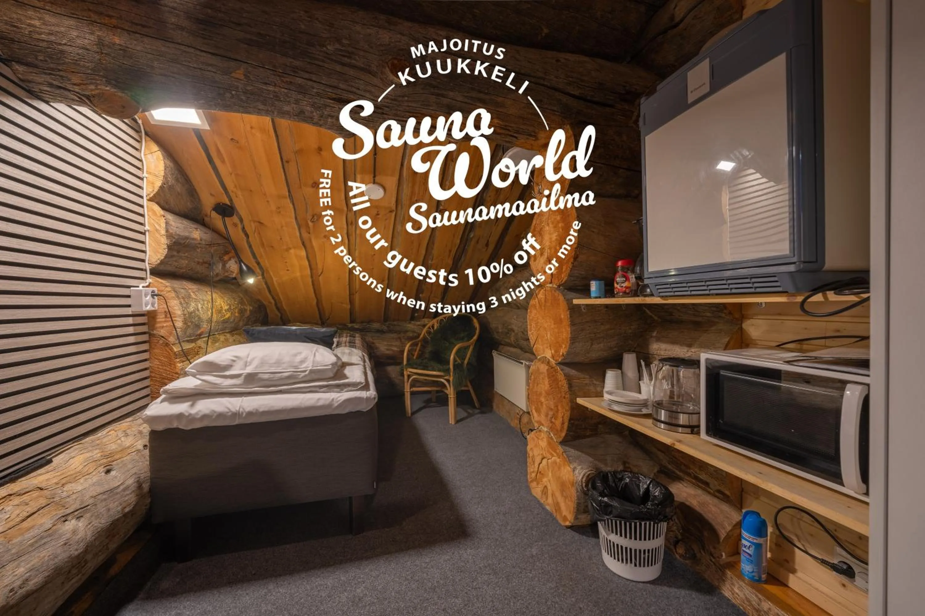 Bed in Kuukkeli Apartments Pikku-Hirvas ja Porotokka