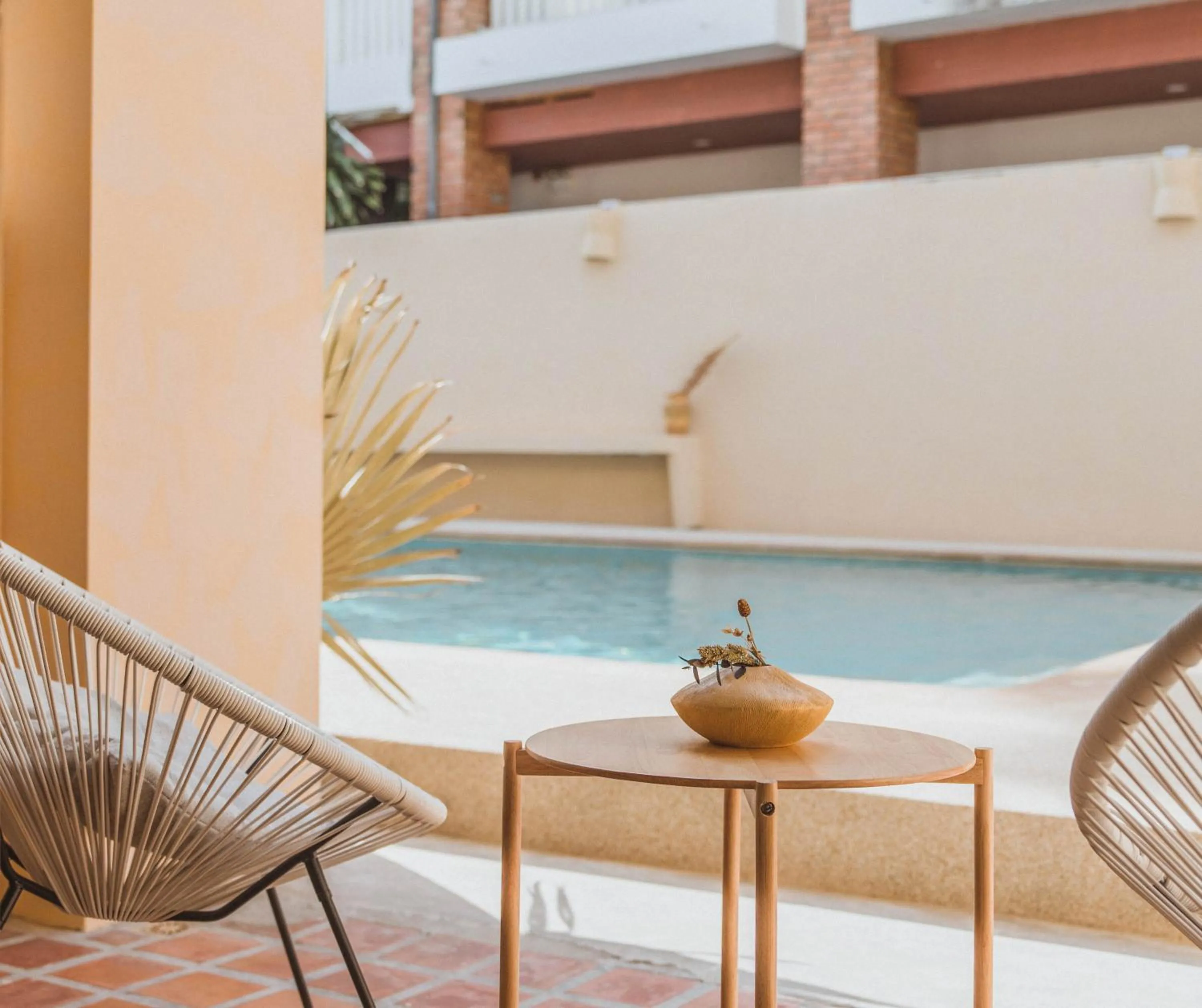 Pool view in Rustic and Blue Getaway