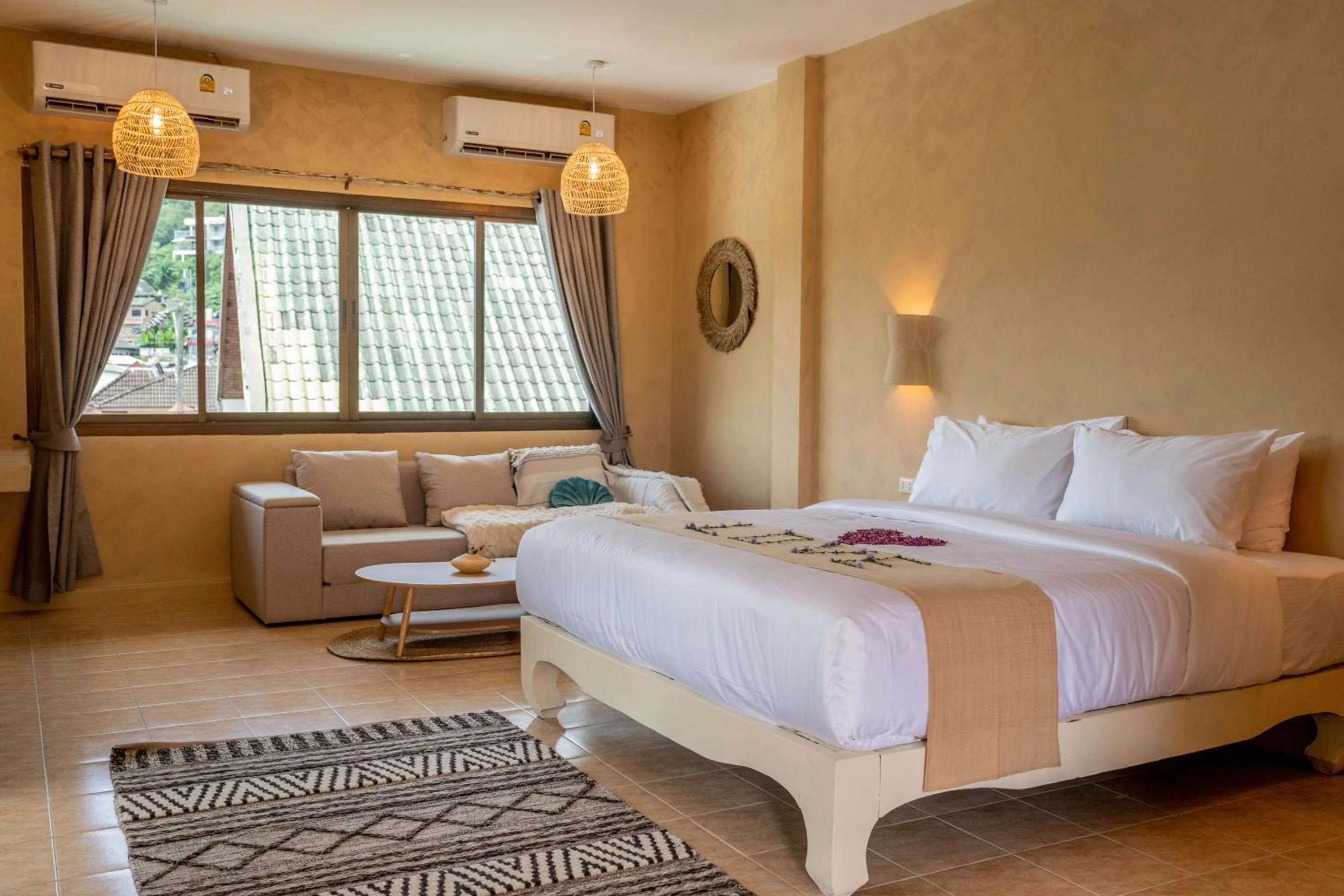 Bedroom, Bed in Rustic and Blue Getaway