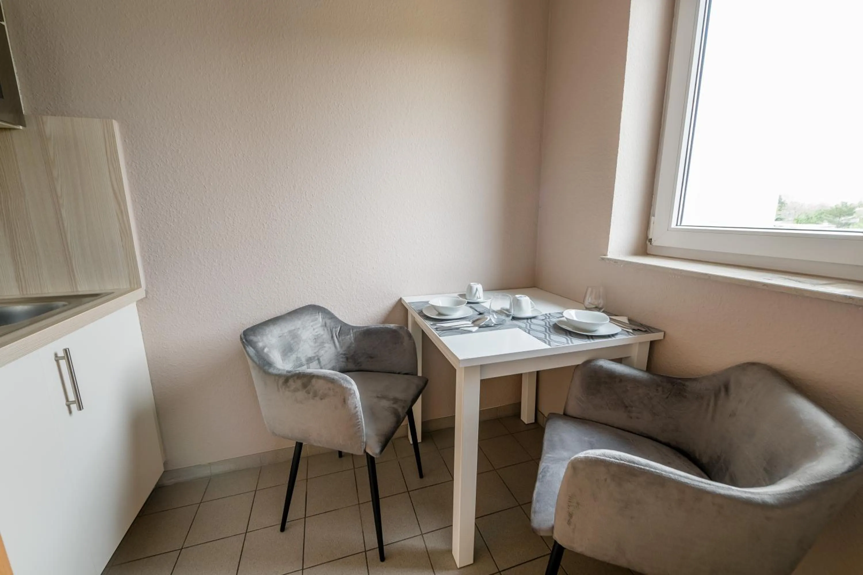 Kitchen or kitchenette in Aparthotel Alma Bonn