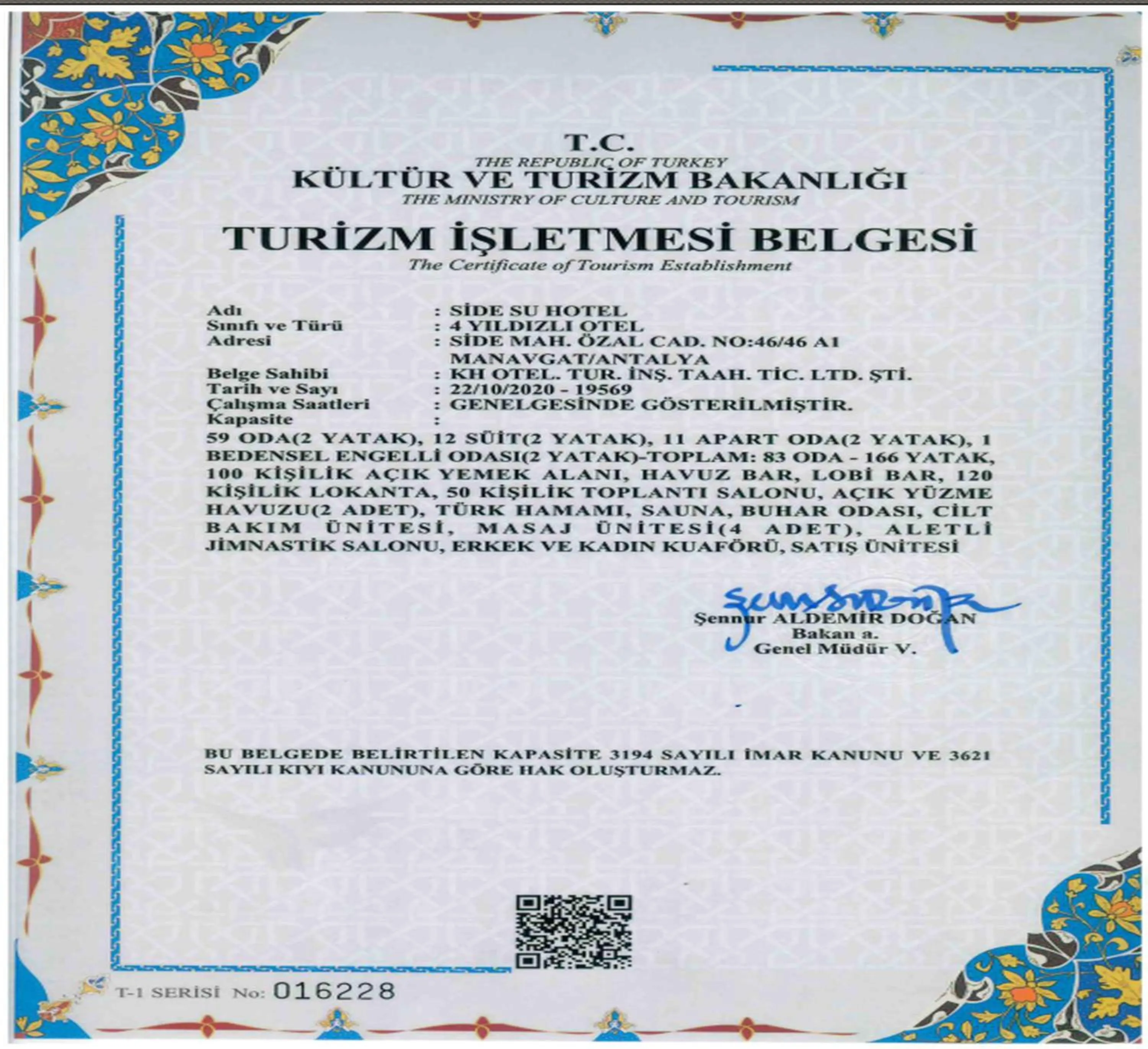 Certificate/Award in Side Su Hotel - Adult Only (+16)