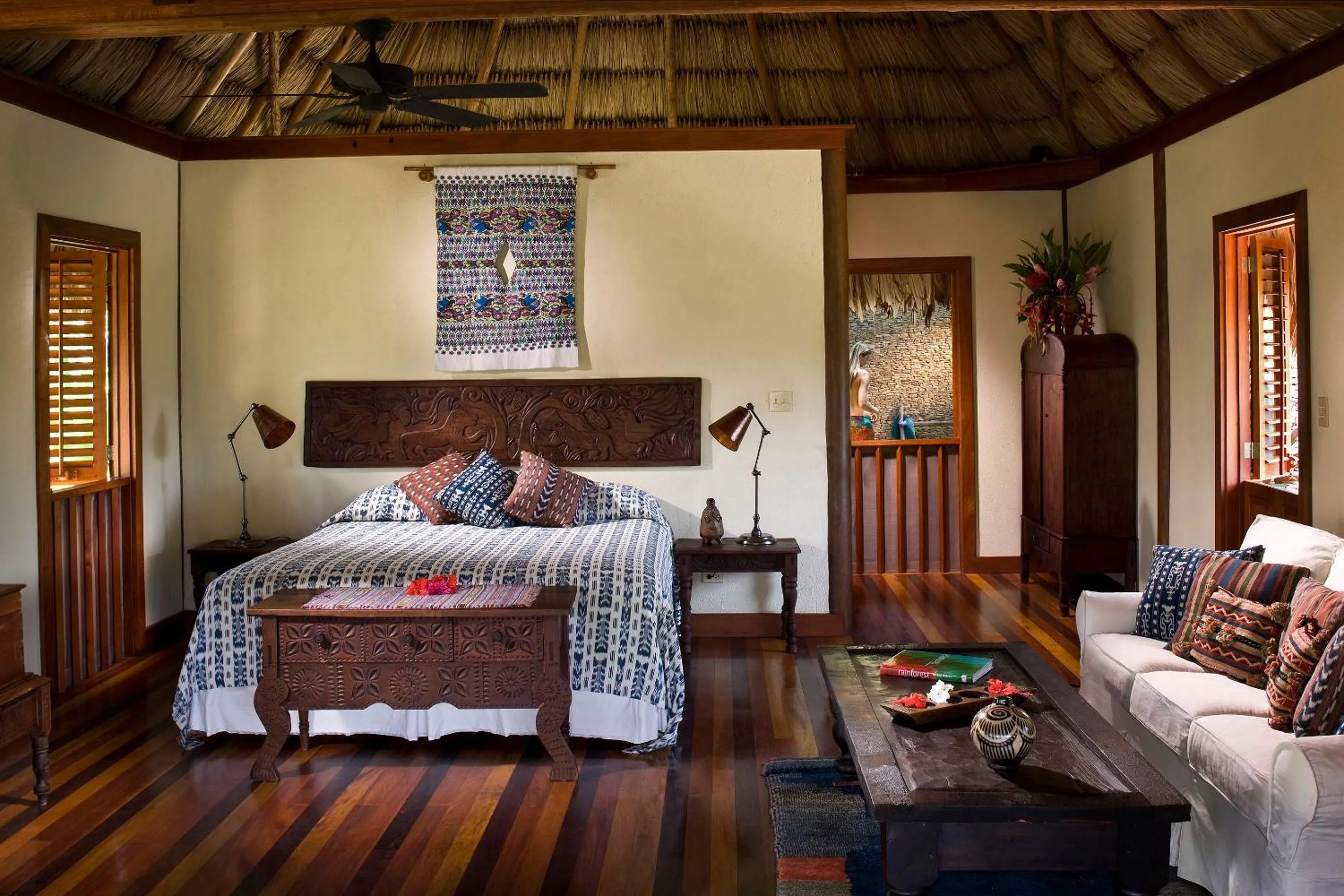 Bed in Blancaneaux Lodge by Francis Ford Coppola