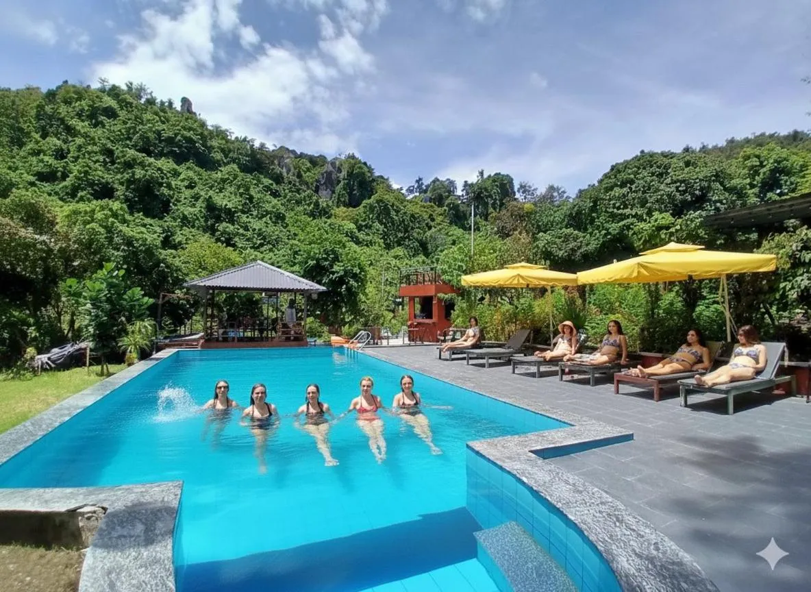 Swimming pool in Catba Papillon Garden Bungalows & Resort