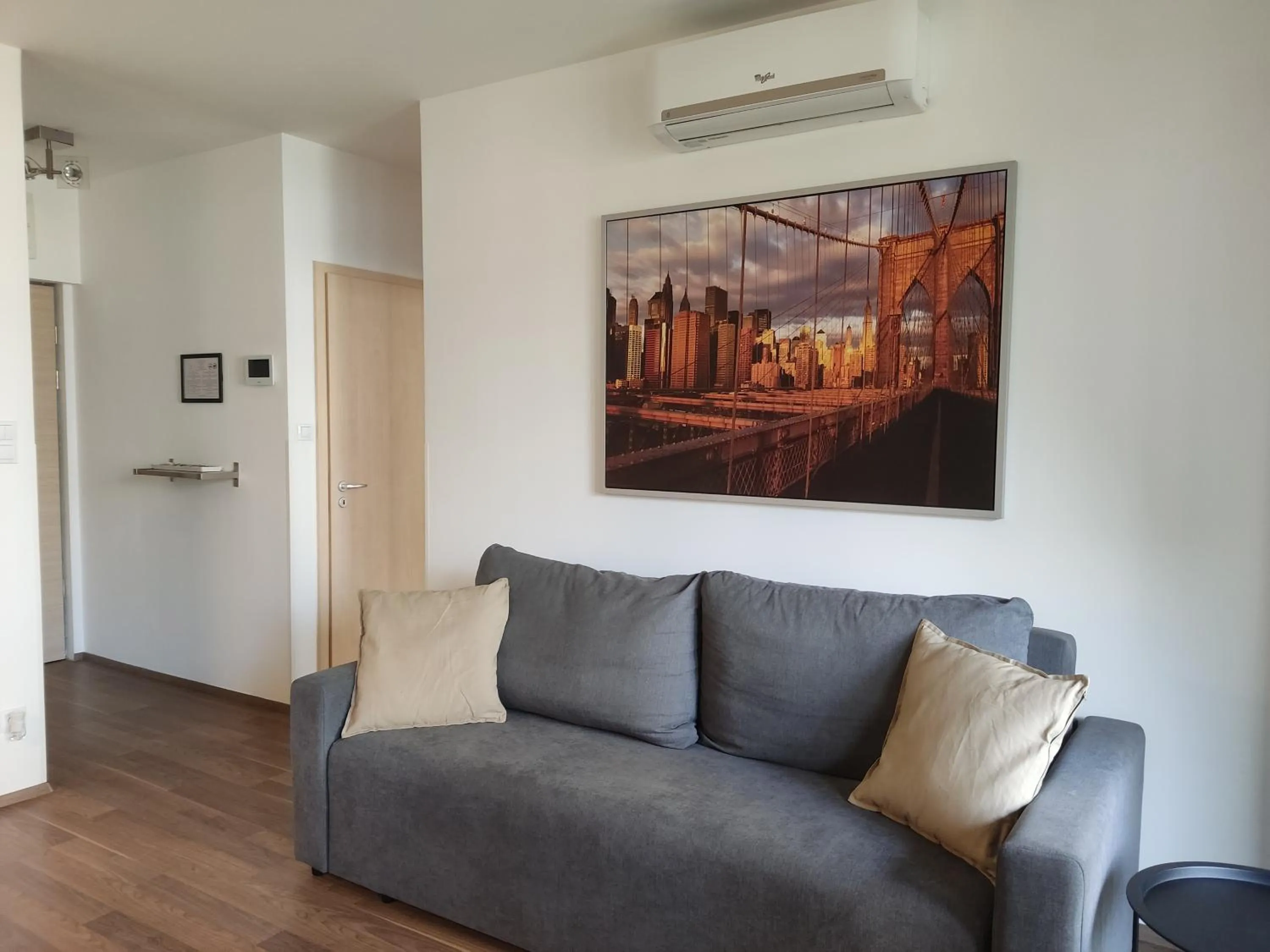 Living room in Corvin Center Suites