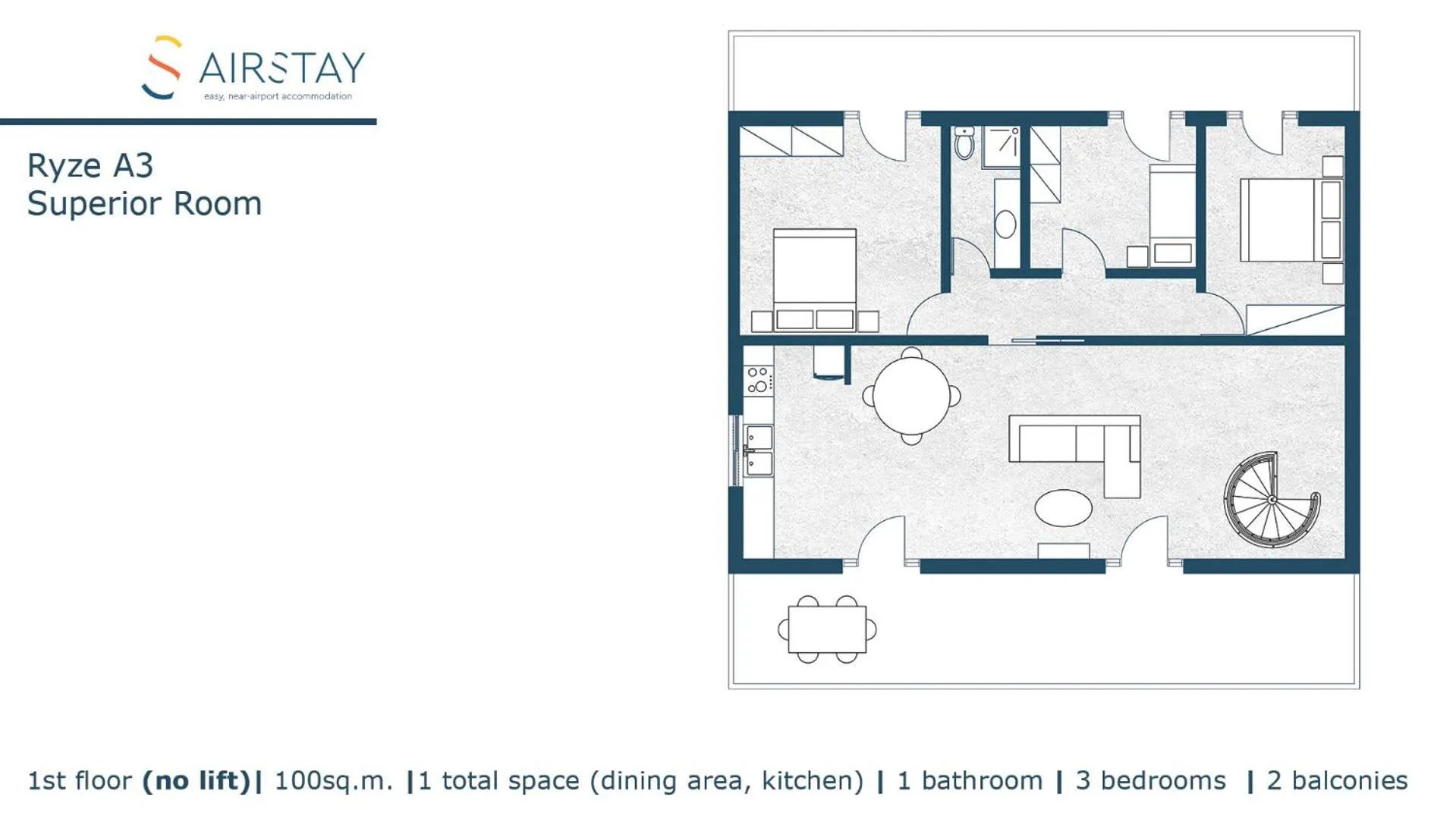 Floor plan in Ryze Apartments Airport by Airstay