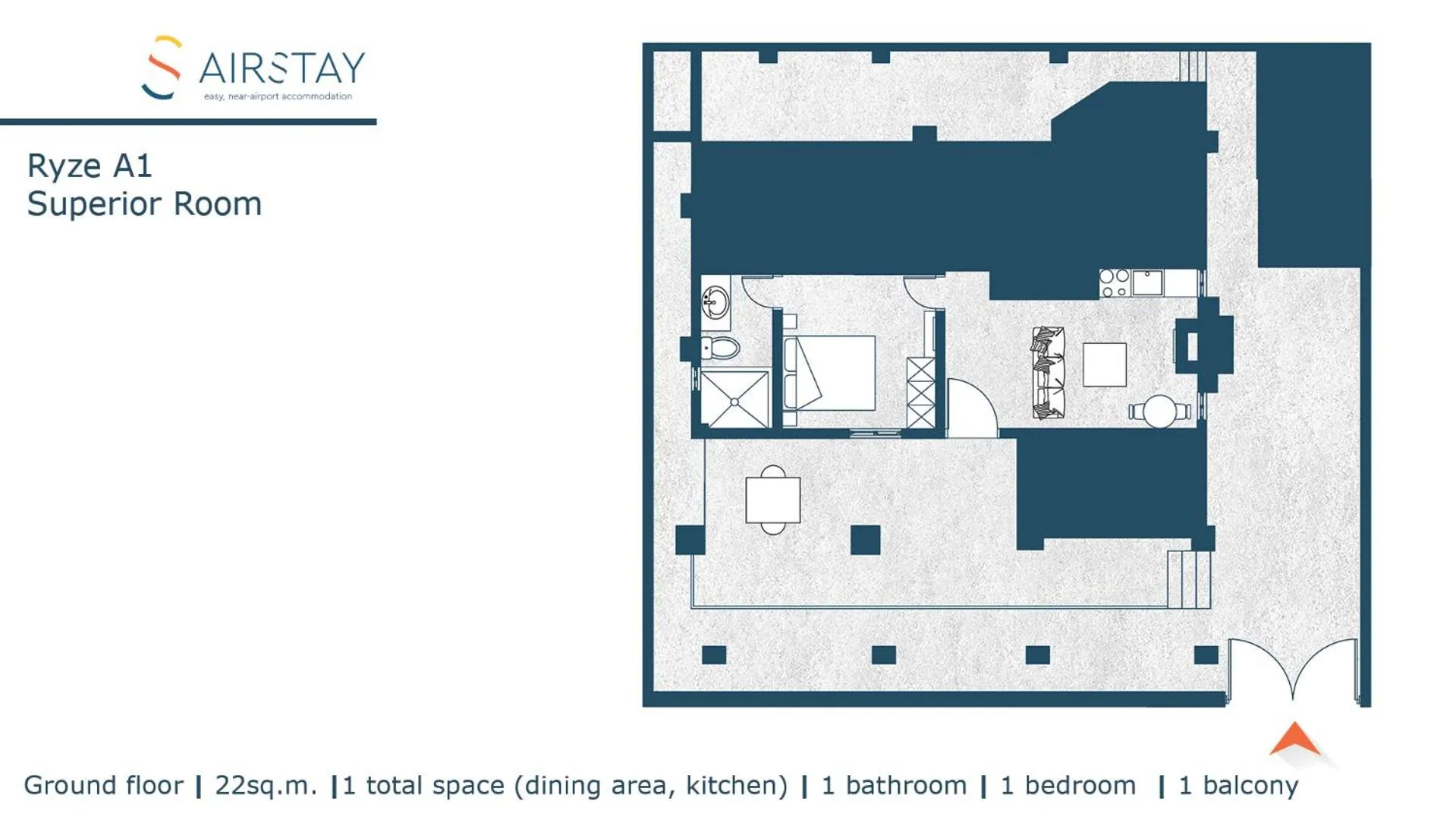 Floor plan in Ryze Apartments Airport by Airstay