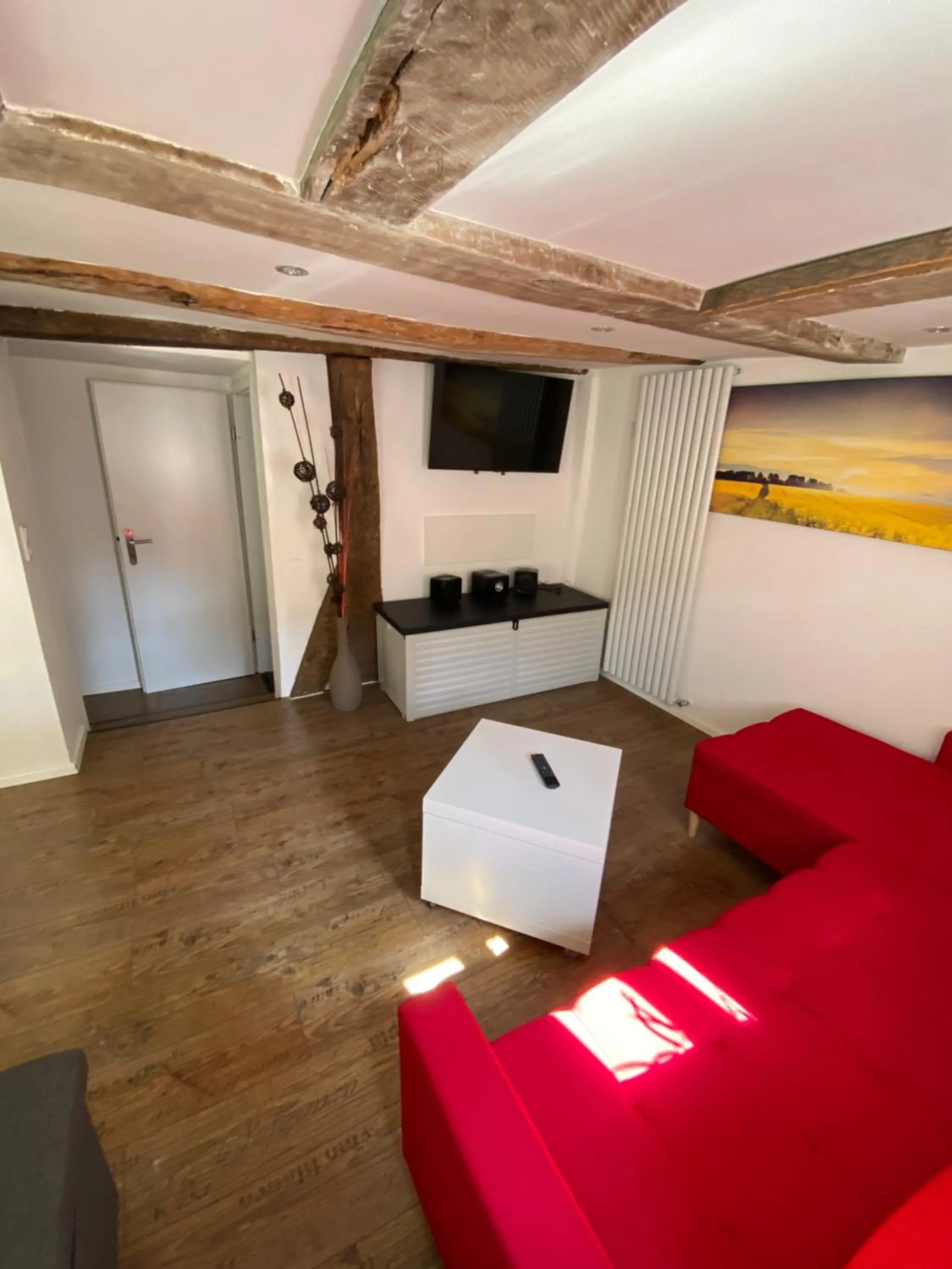 Living room, Bed in Ferienwohnung-Goldener Winkel