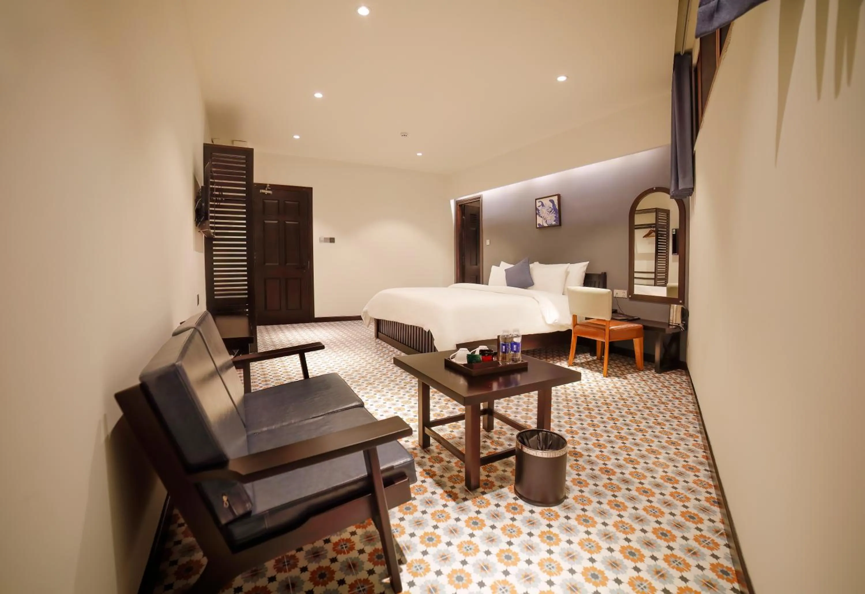 Bed in Brick House Dalat Hotel