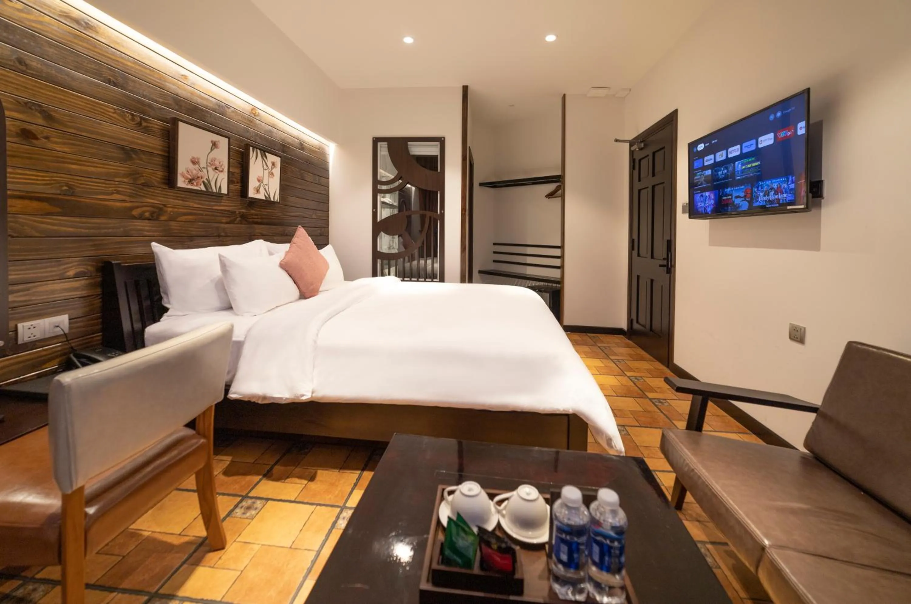 Bed in Brick House Dalat Hotel