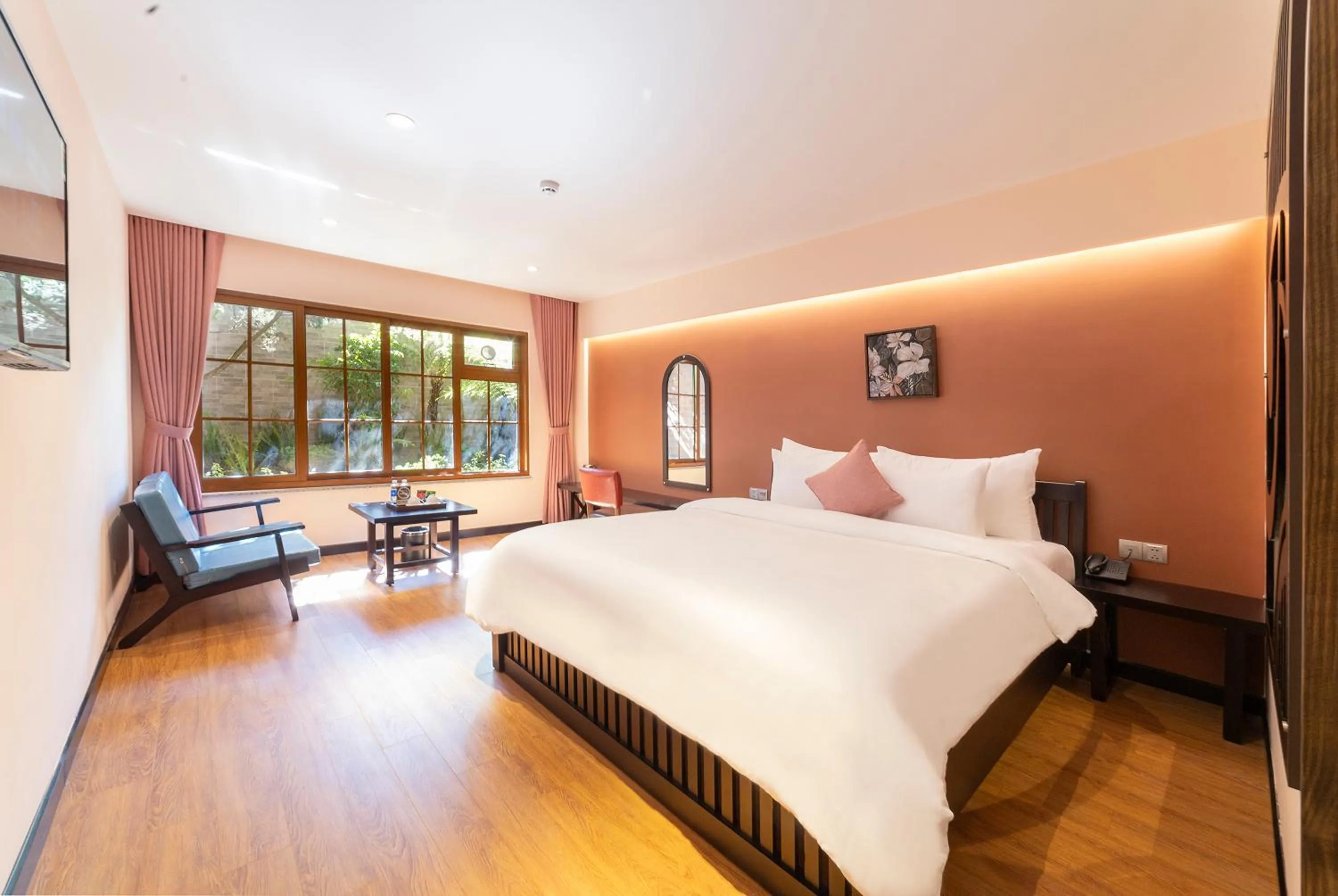 Bed in Brick House Dalat Hotel