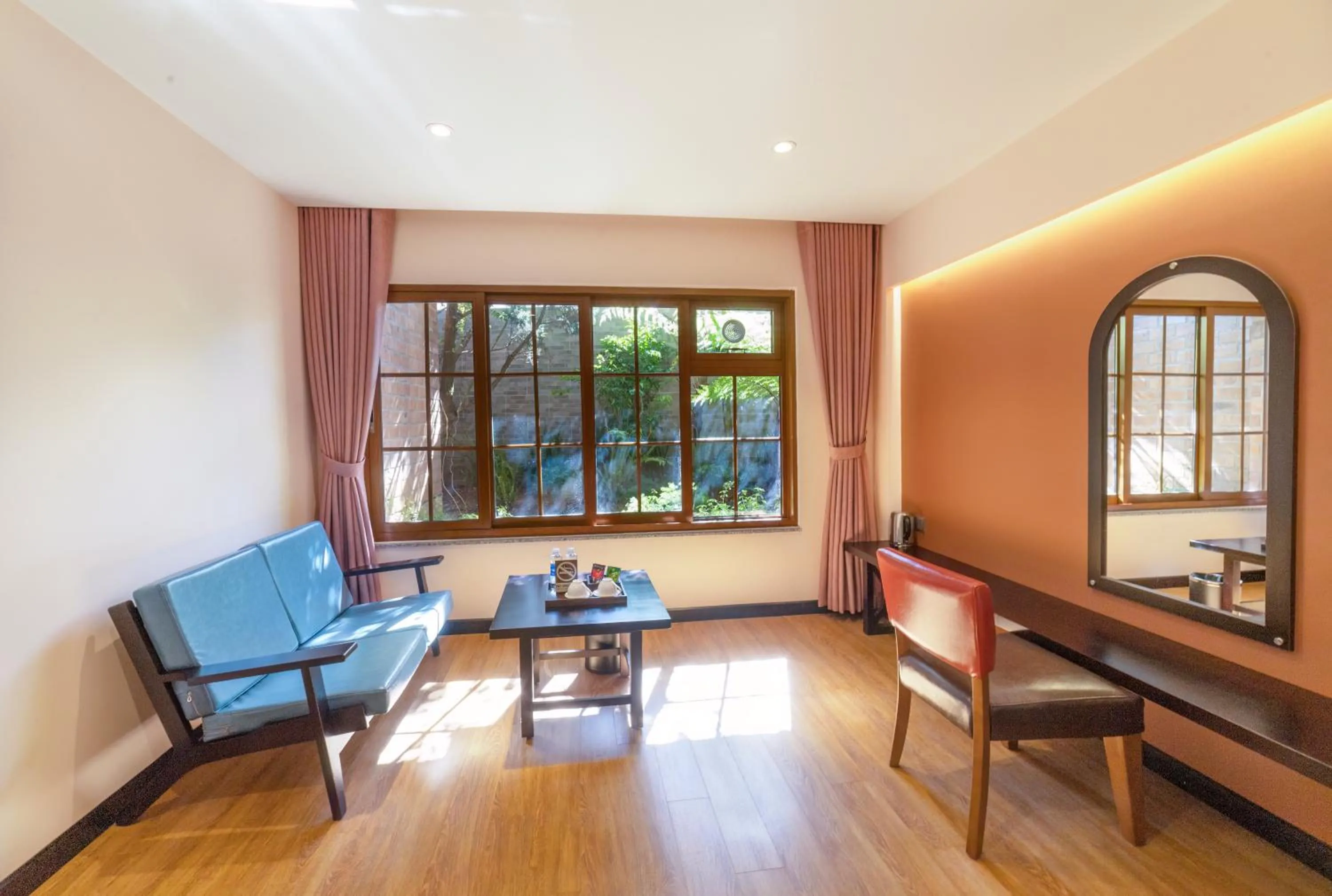 Seating area in Brick House Dalat Hotel