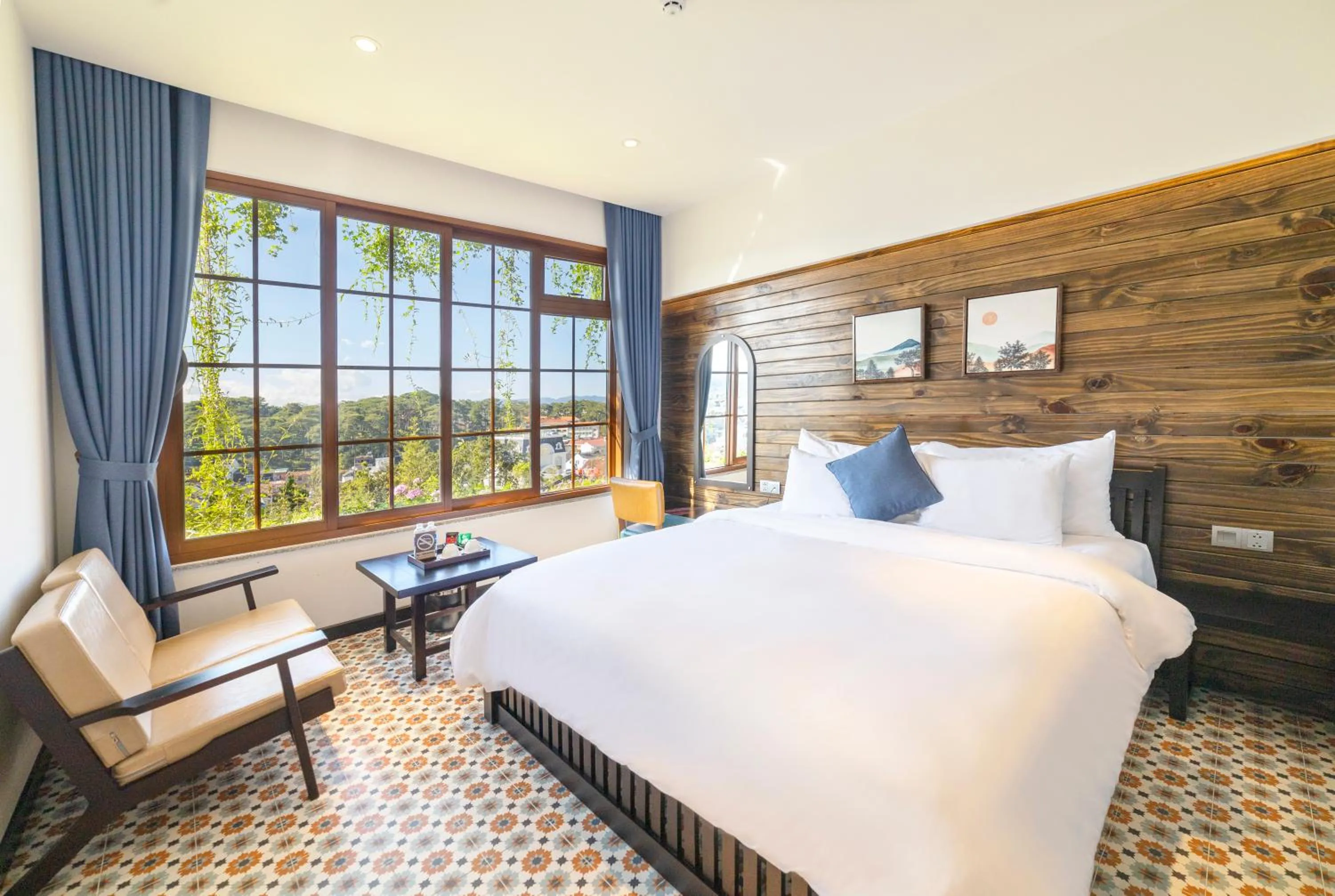 Bed in Brick House Dalat Hotel