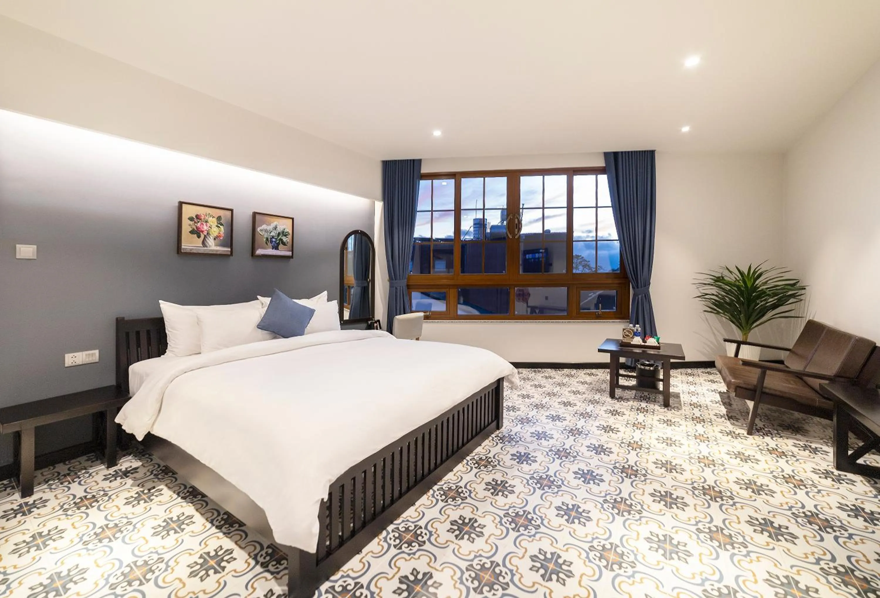 Bed in Brick House Dalat Hotel