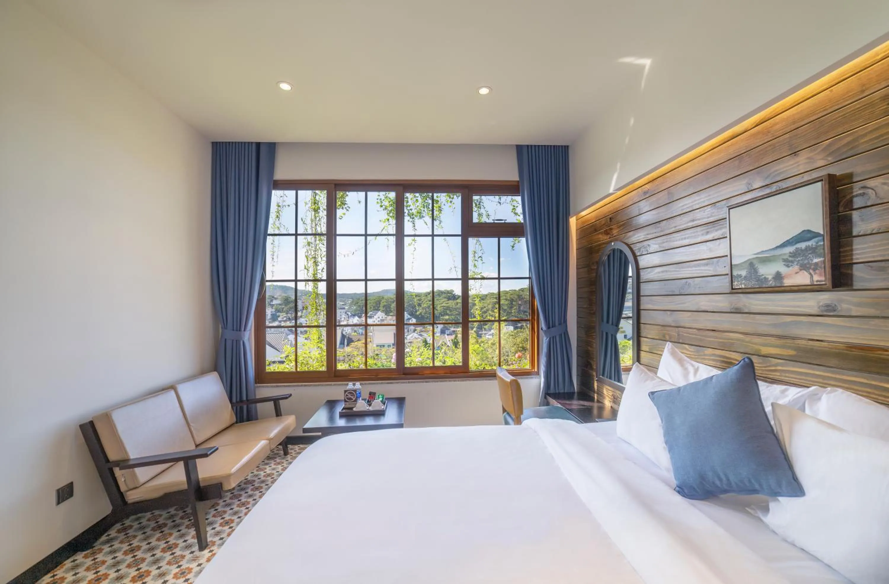 Bed in Brick House Dalat Hotel