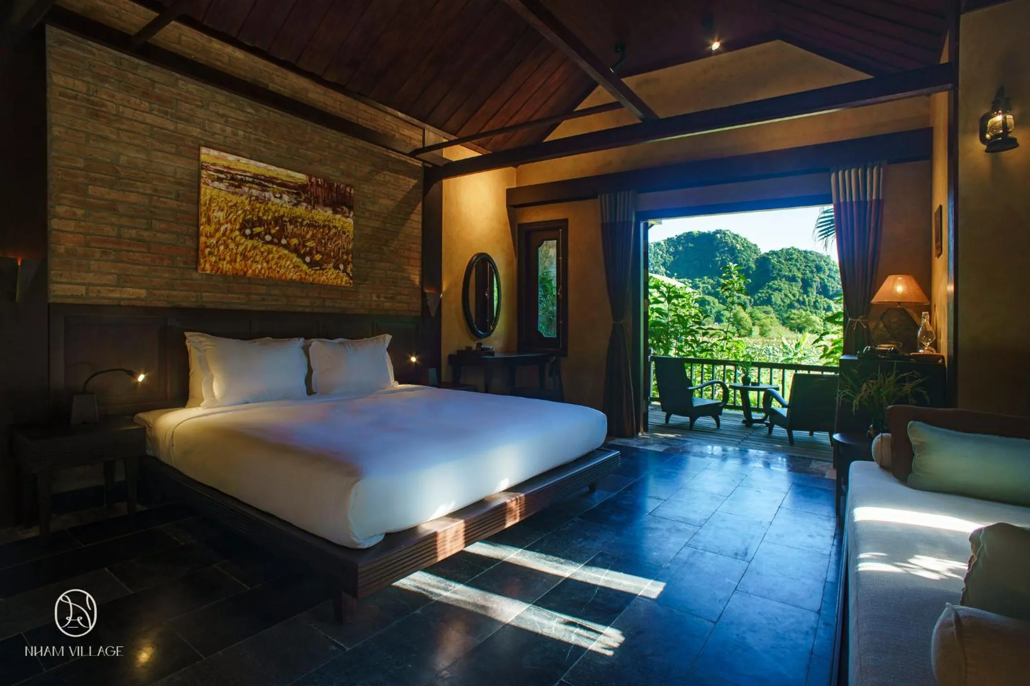Bedroom, Bed in Nham Village Resort