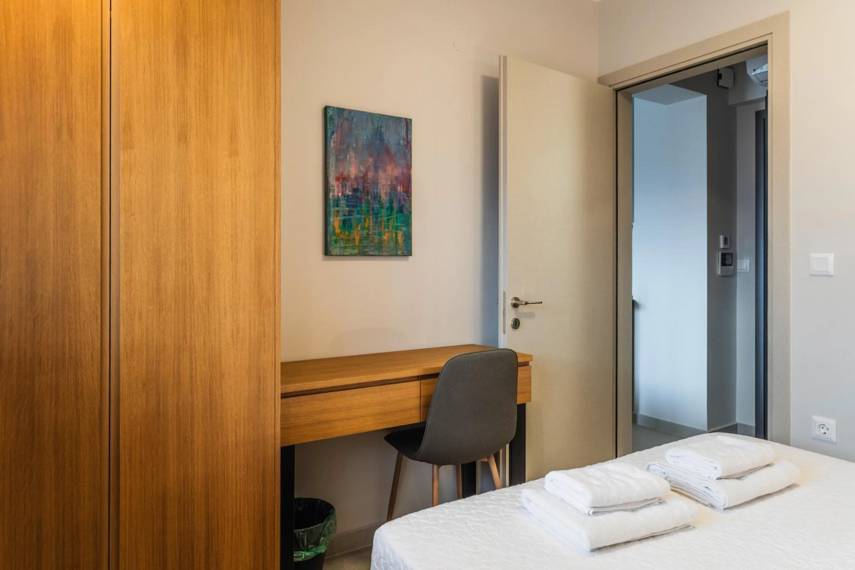 Bedroom, Bed in Toumba apartments