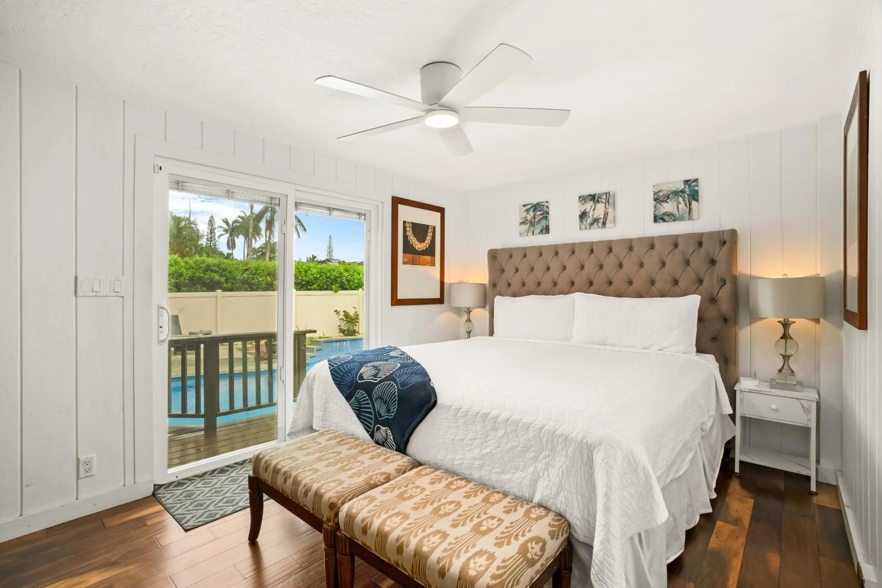Bed in Emmalani 3BR Princeville Villa with Private Pool
