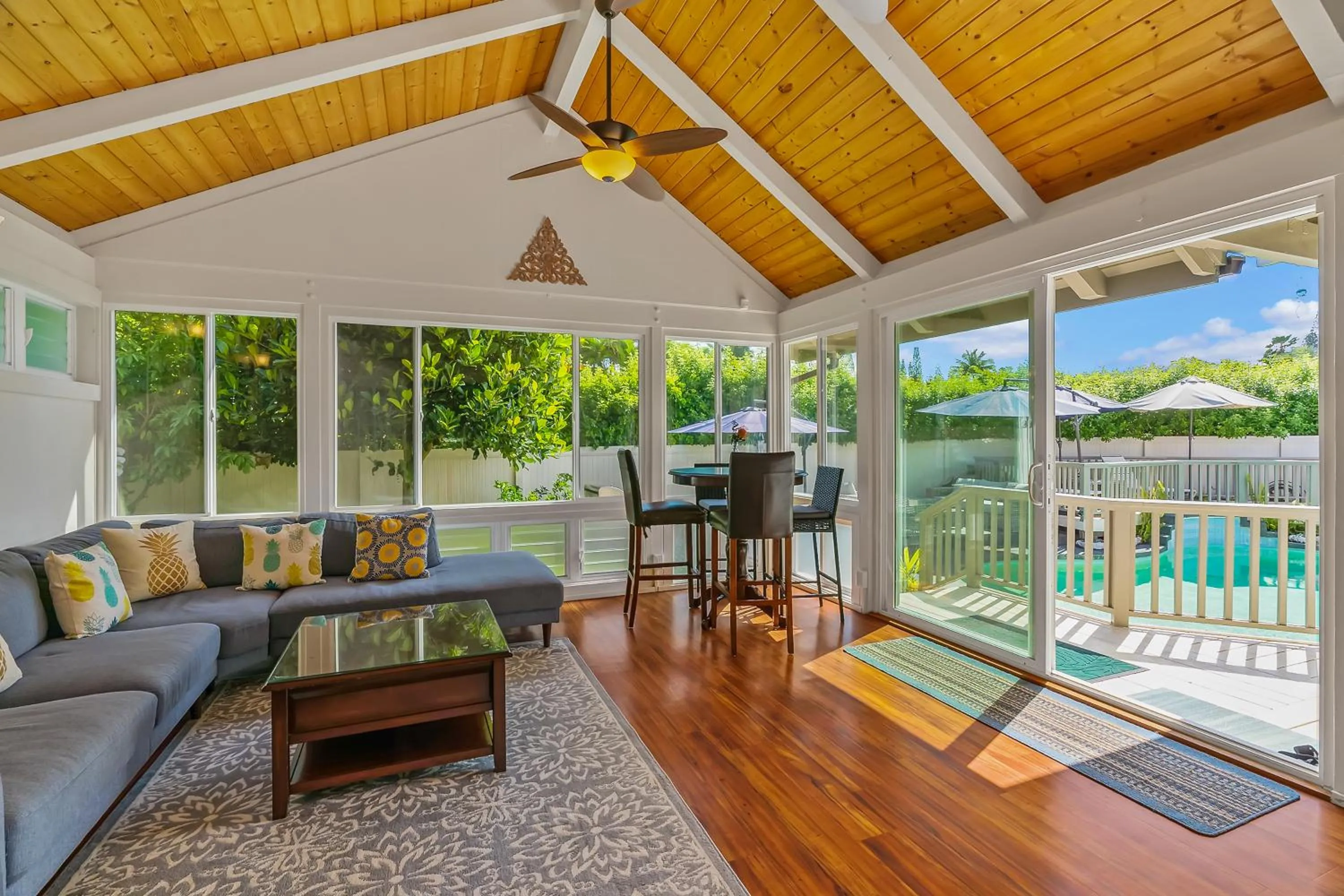 Seating area in Emmalani 3BR Princeville Villa with Private Pool