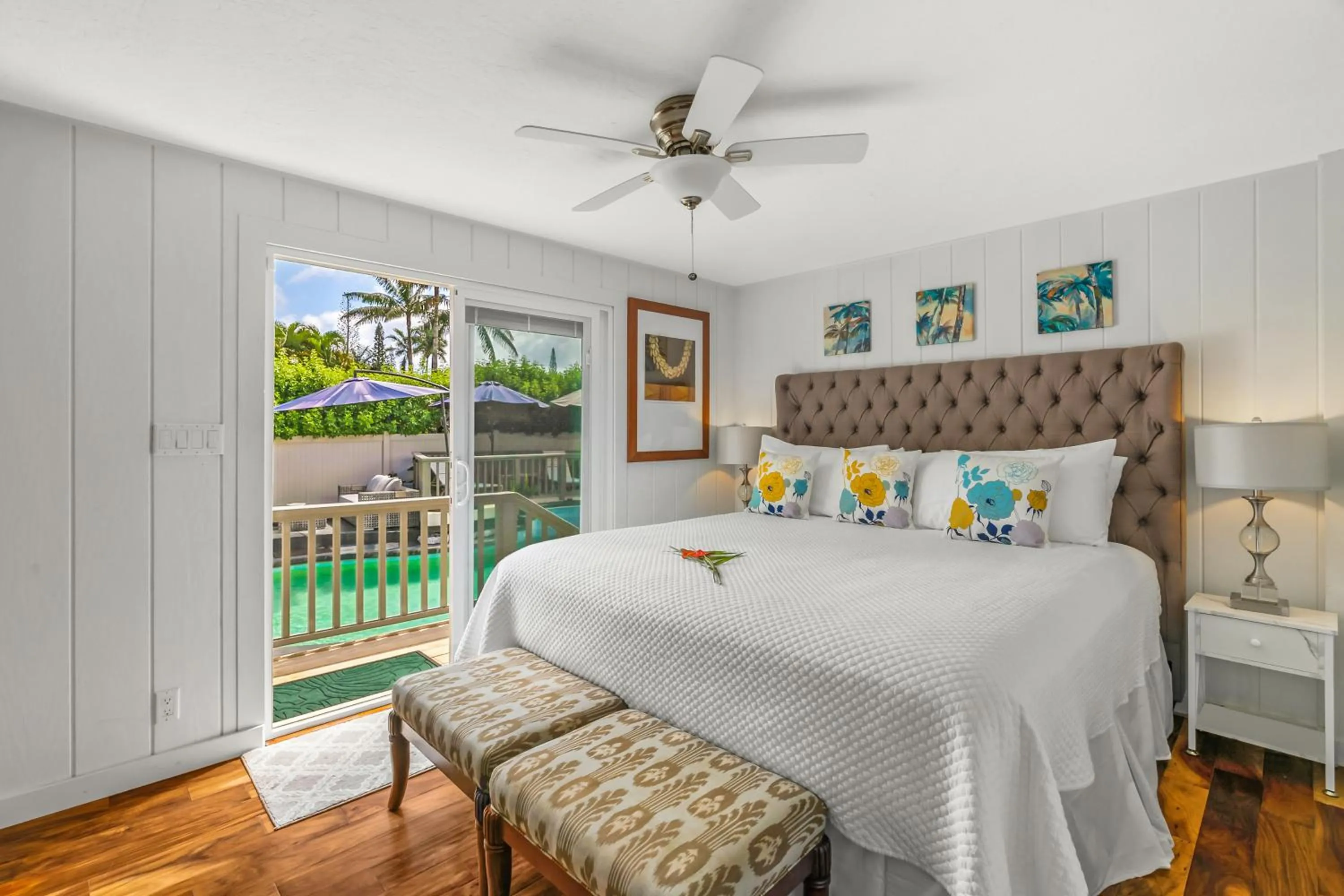 Bed in Emmalani 3BR Princeville Villa with Private Pool