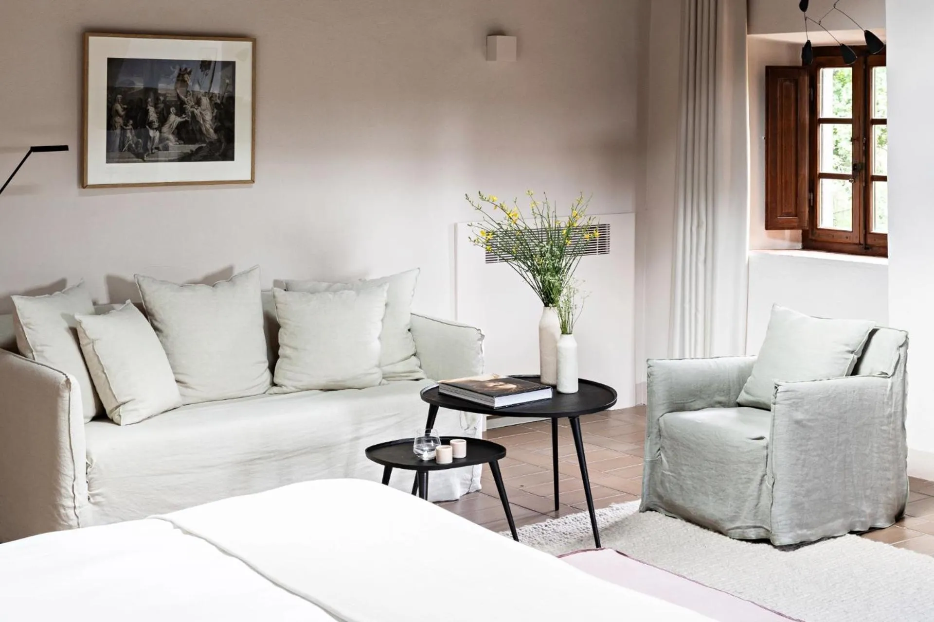 Seating area, Bed in Pieve Aldina Relais & Châteaux