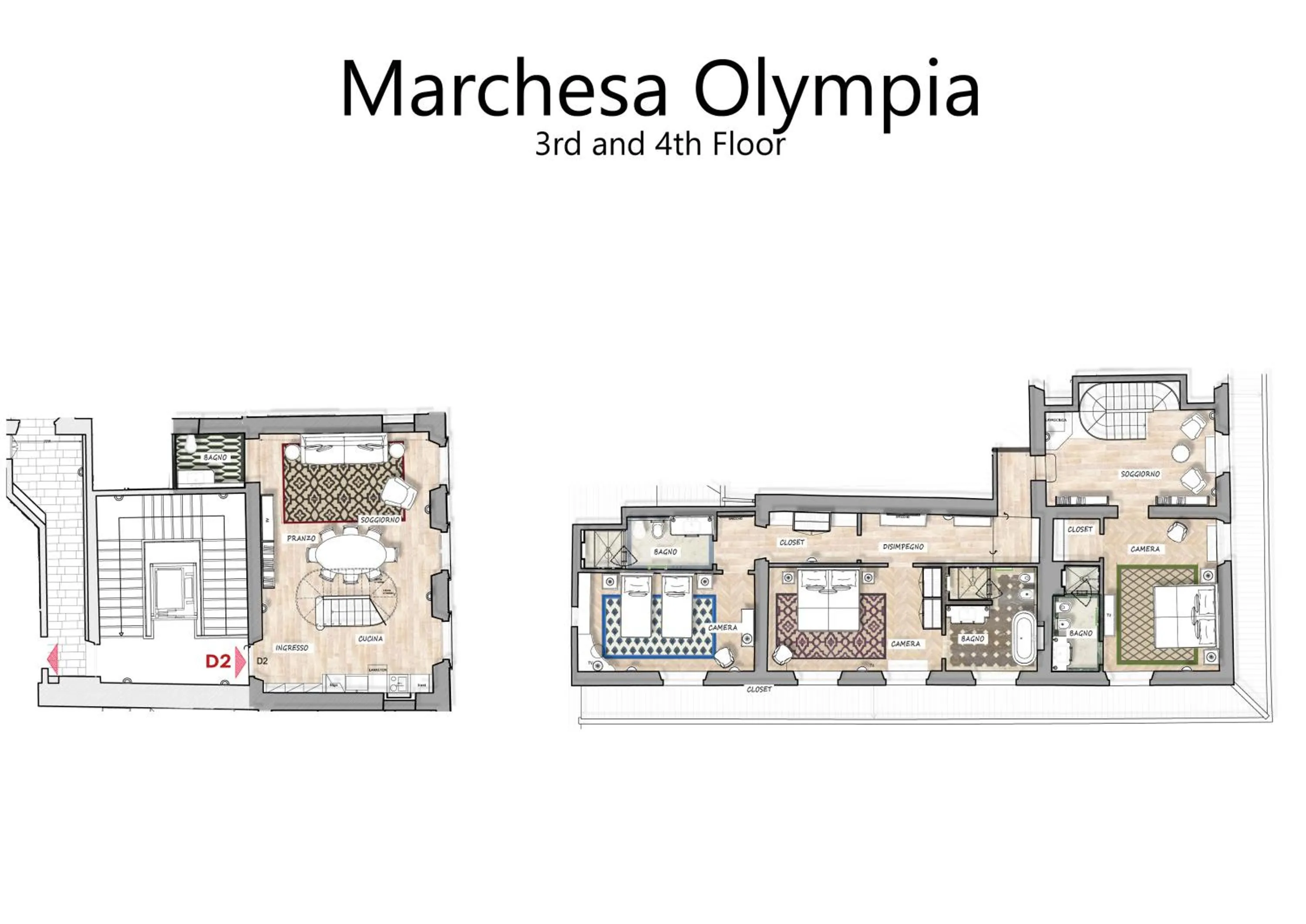 Floor plan in Marchesa Olympia City View- La Dimora degli Affreschi Florence