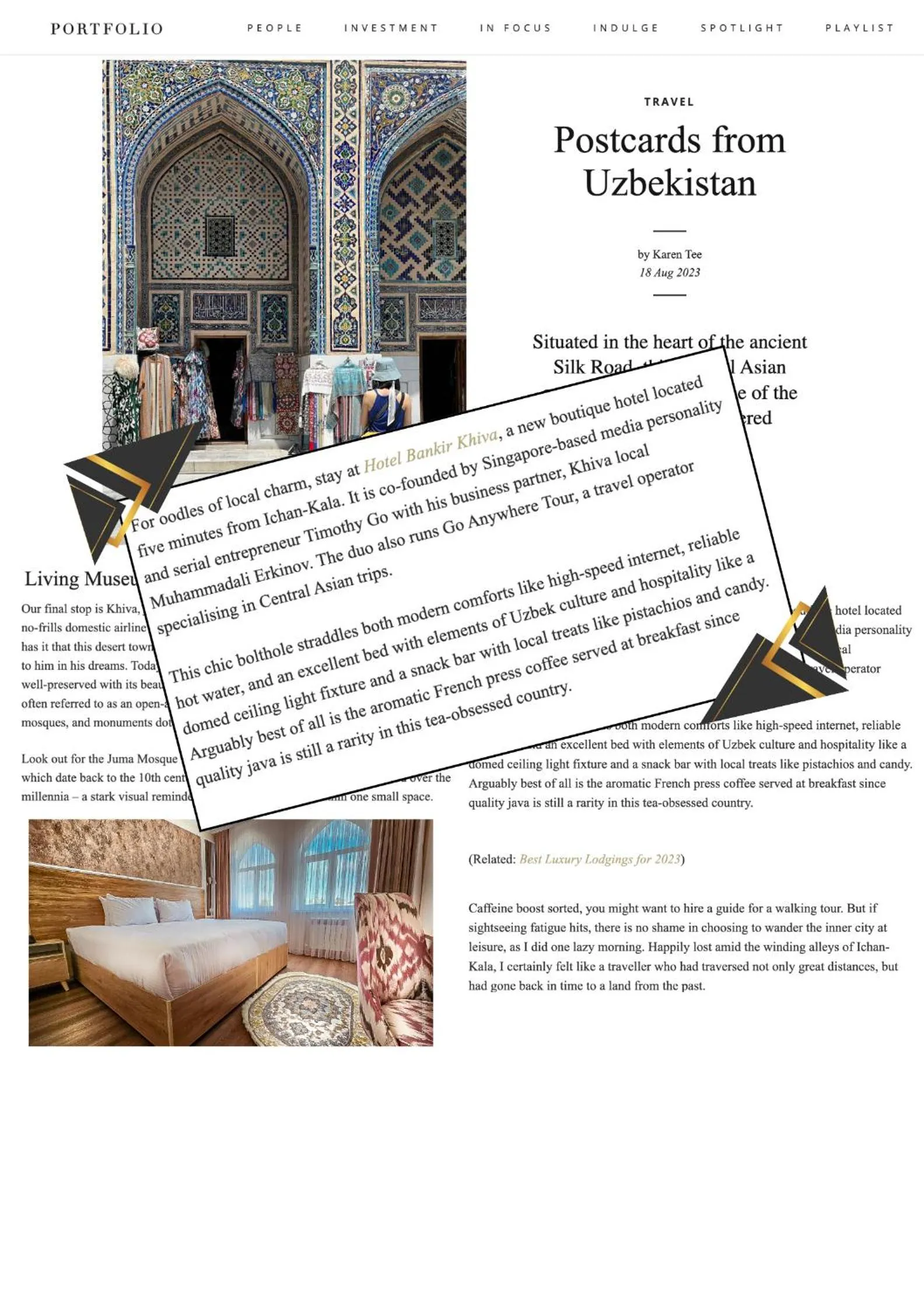 Text overlay in Hotel Bankir Khiva