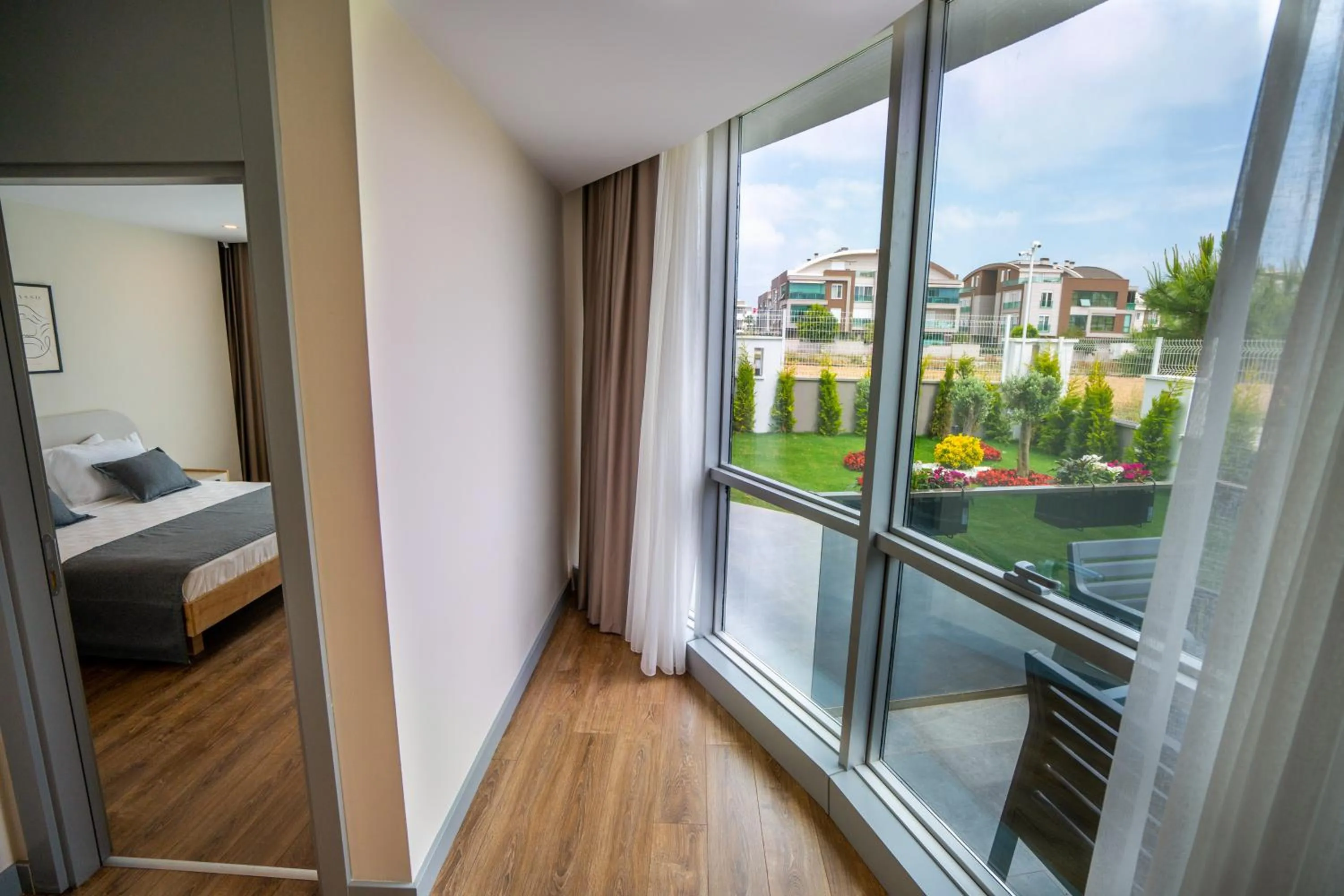 Garden view, Bed in LARA MARİNE HOMES