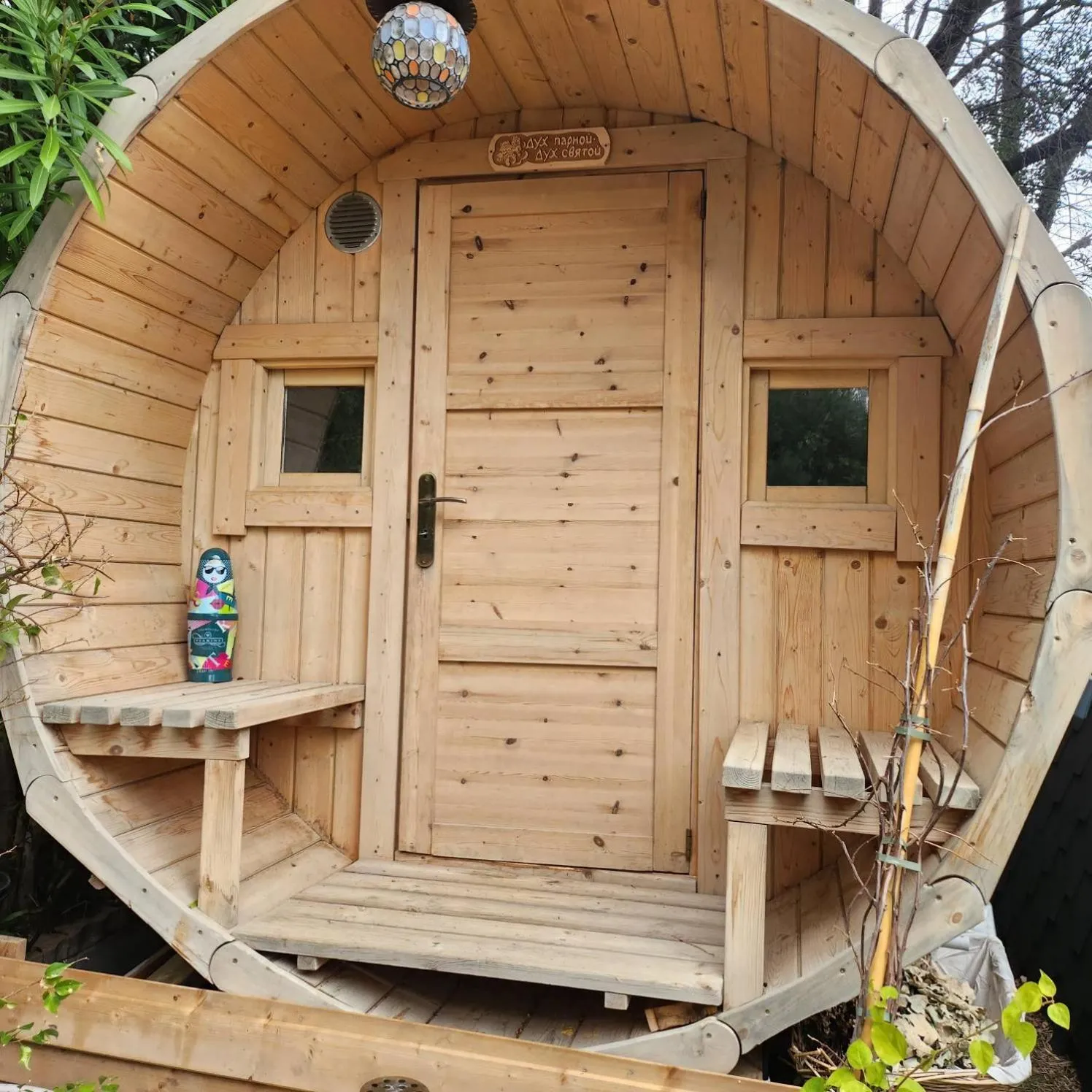 Sauna in La chambre d'Aphrodite avec jacuzzi vue mer