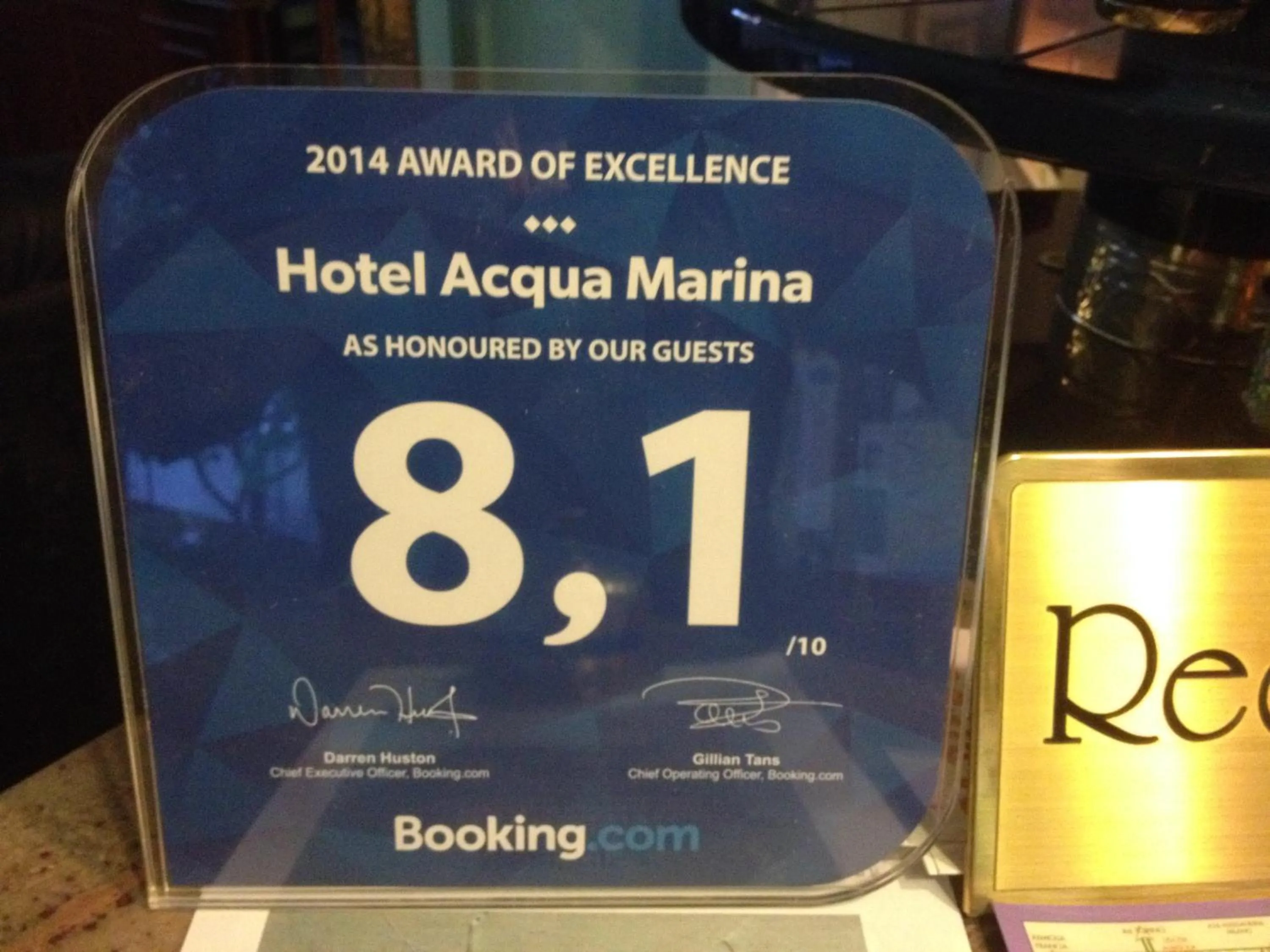 Certificate/Award in Hotel Acqua Marina