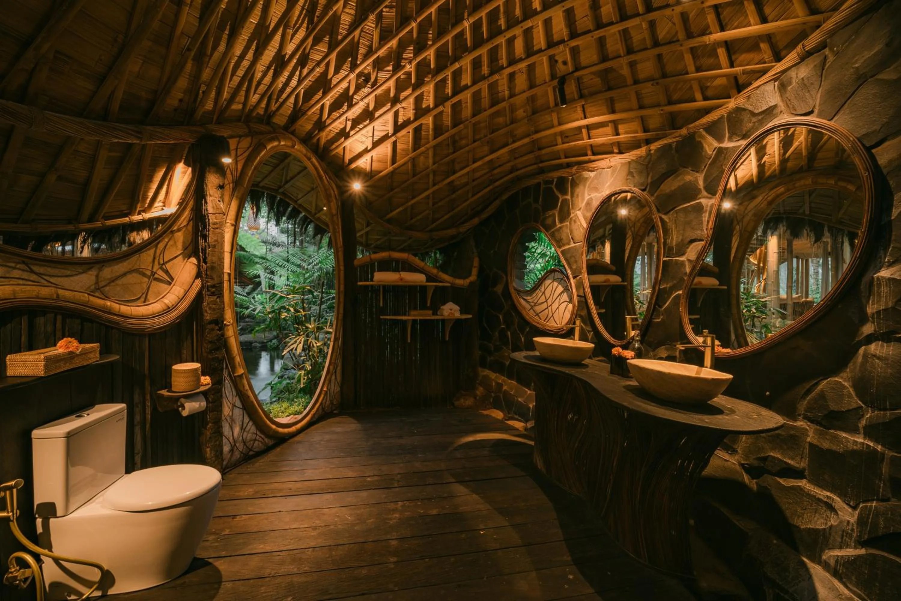 Bathroom in Hideout Eco Bamboo House Bali