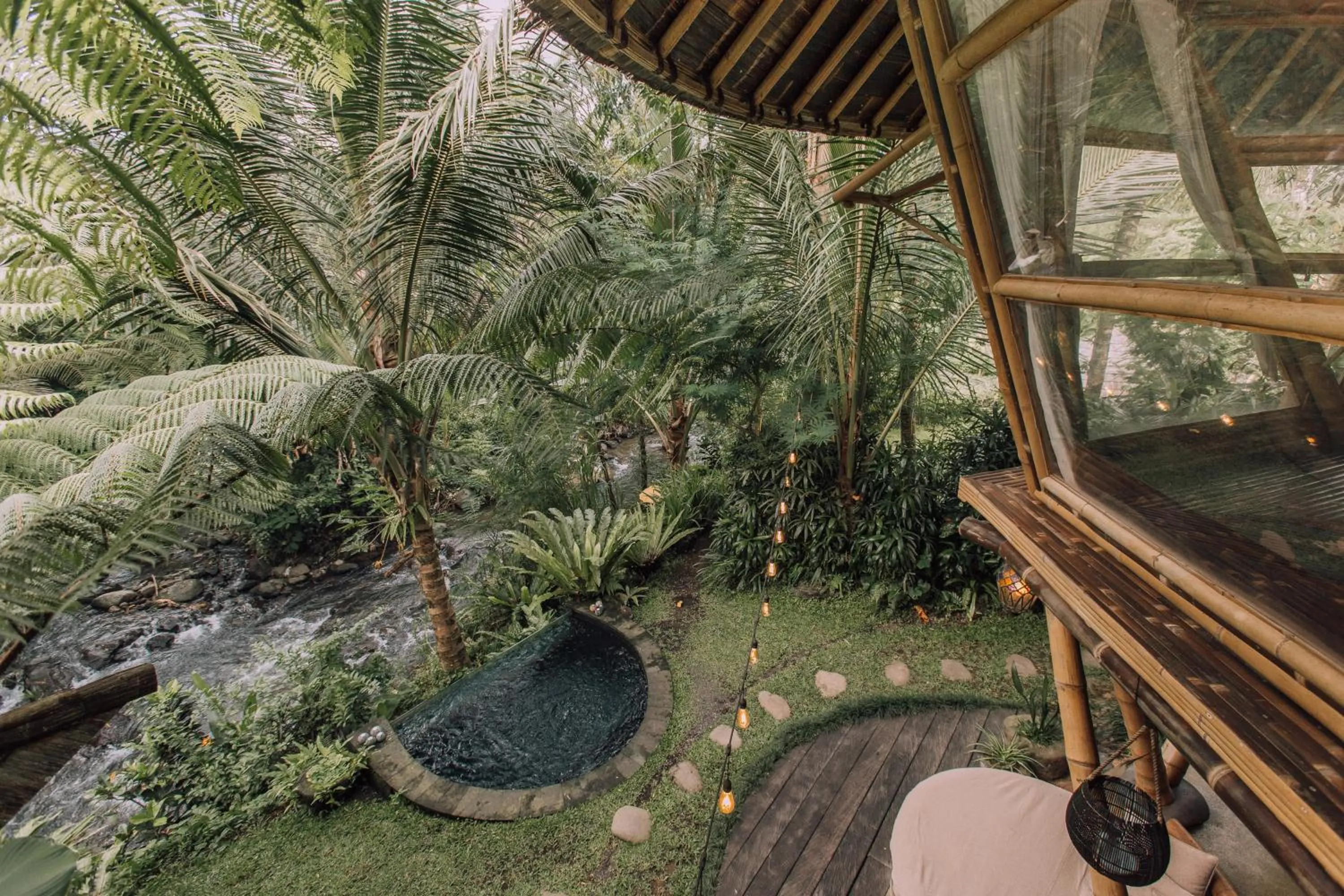 Pool view in Hideout Eco Bamboo House Bali