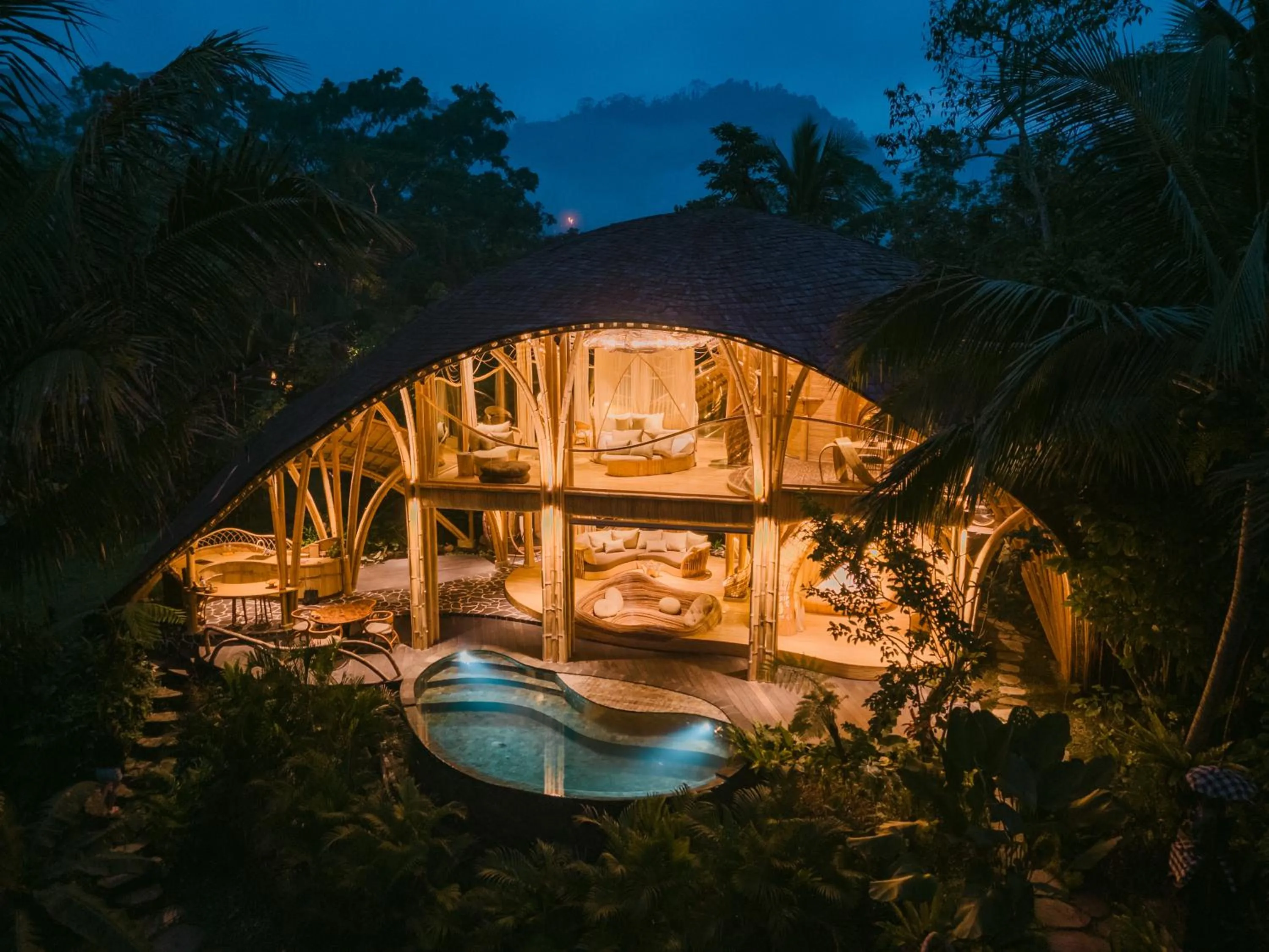 Night in Hideout Eco Bamboo House Bali