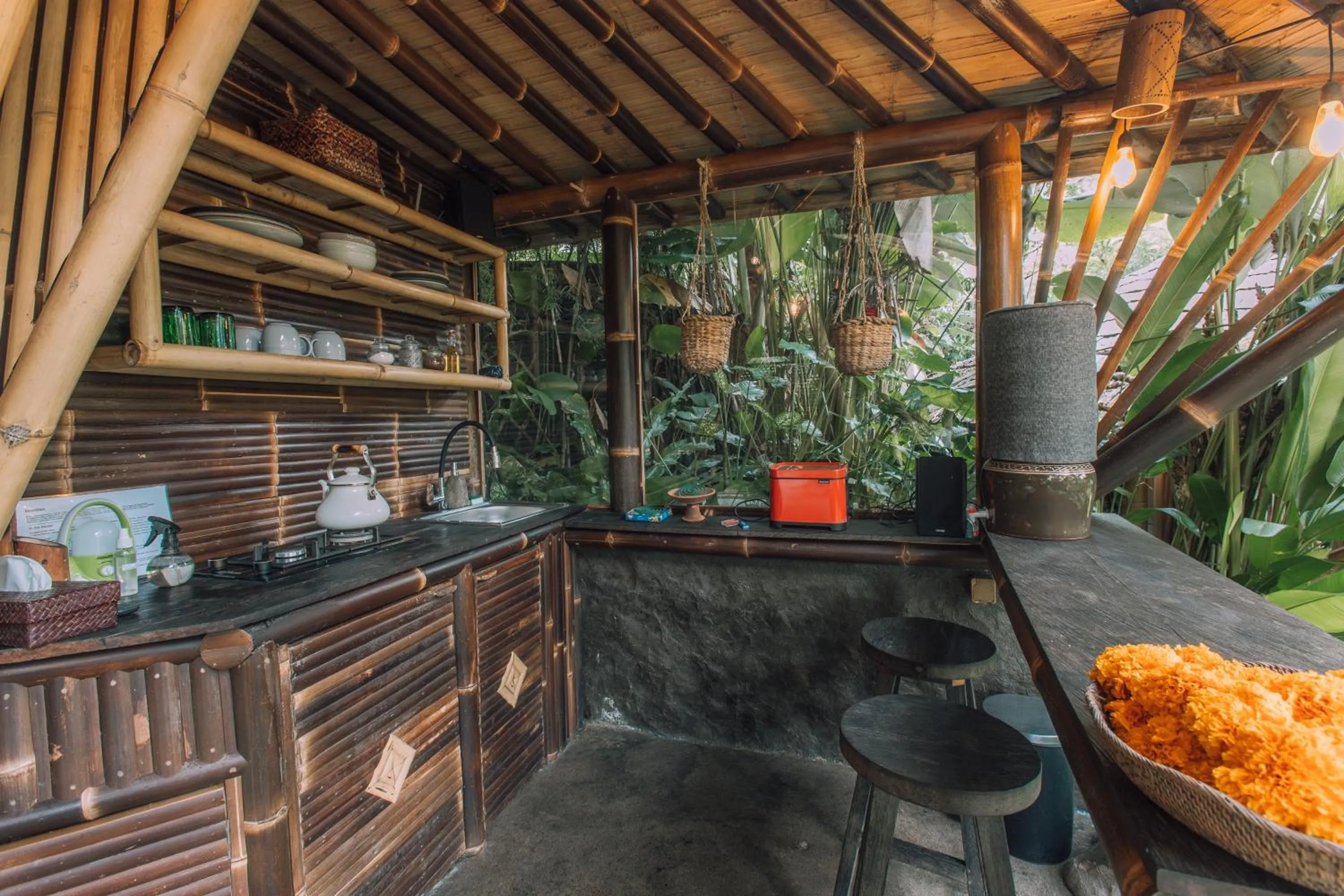 kitchen in Hideout Eco Bamboo House Bali