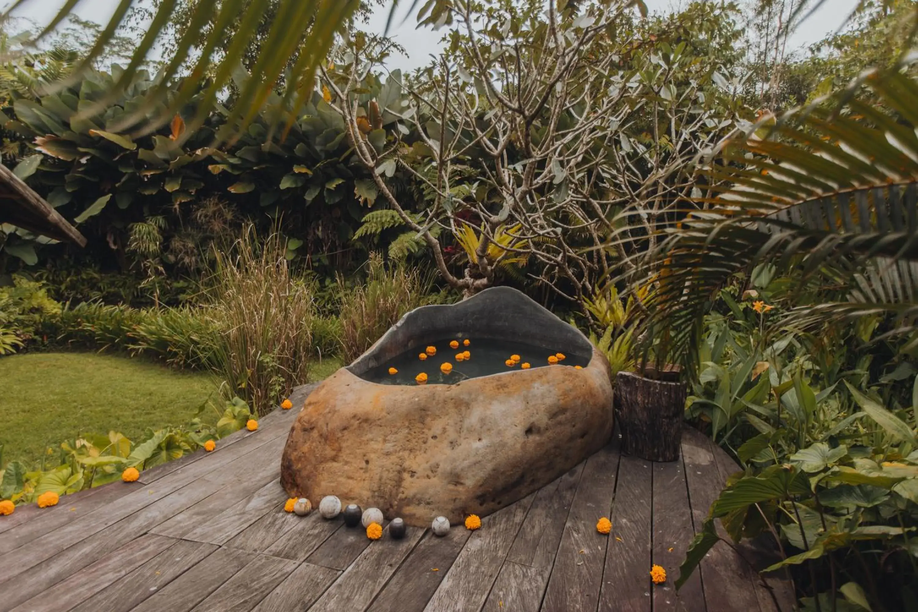 Pool view in Hideout Eco Bamboo House Bali Pool view in Hideout Eco Bamboo House Bali