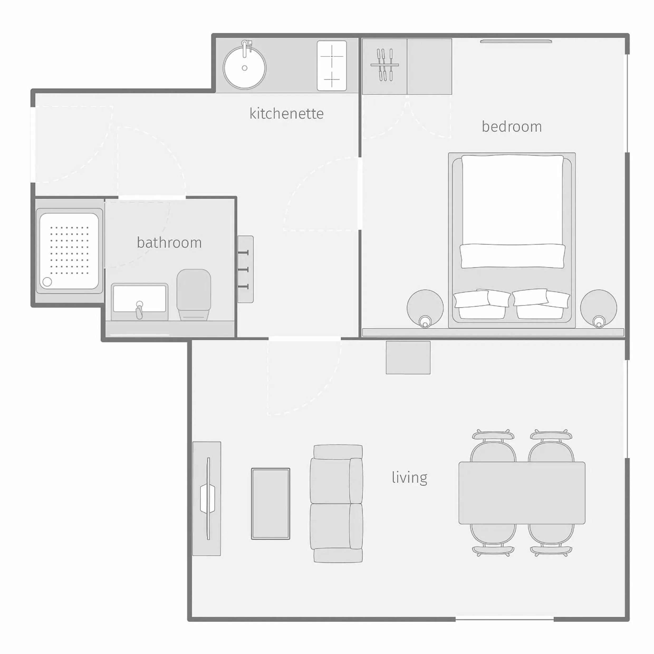 Photo of the whole room in smartments Frankfurt City-Ost