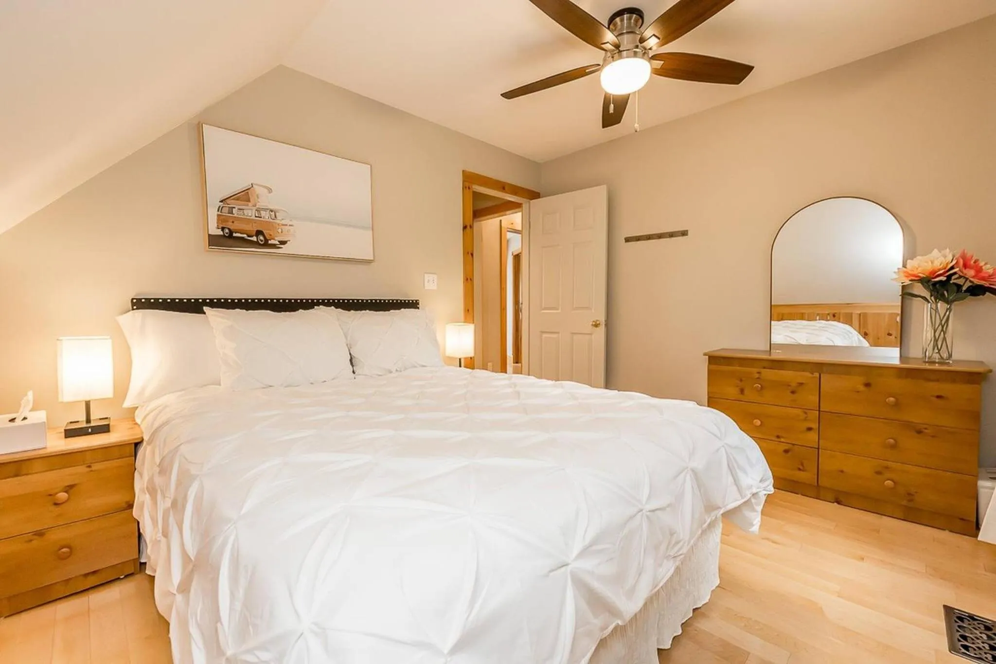 Bed in Muskoka Lakeshore Cottage Bliss