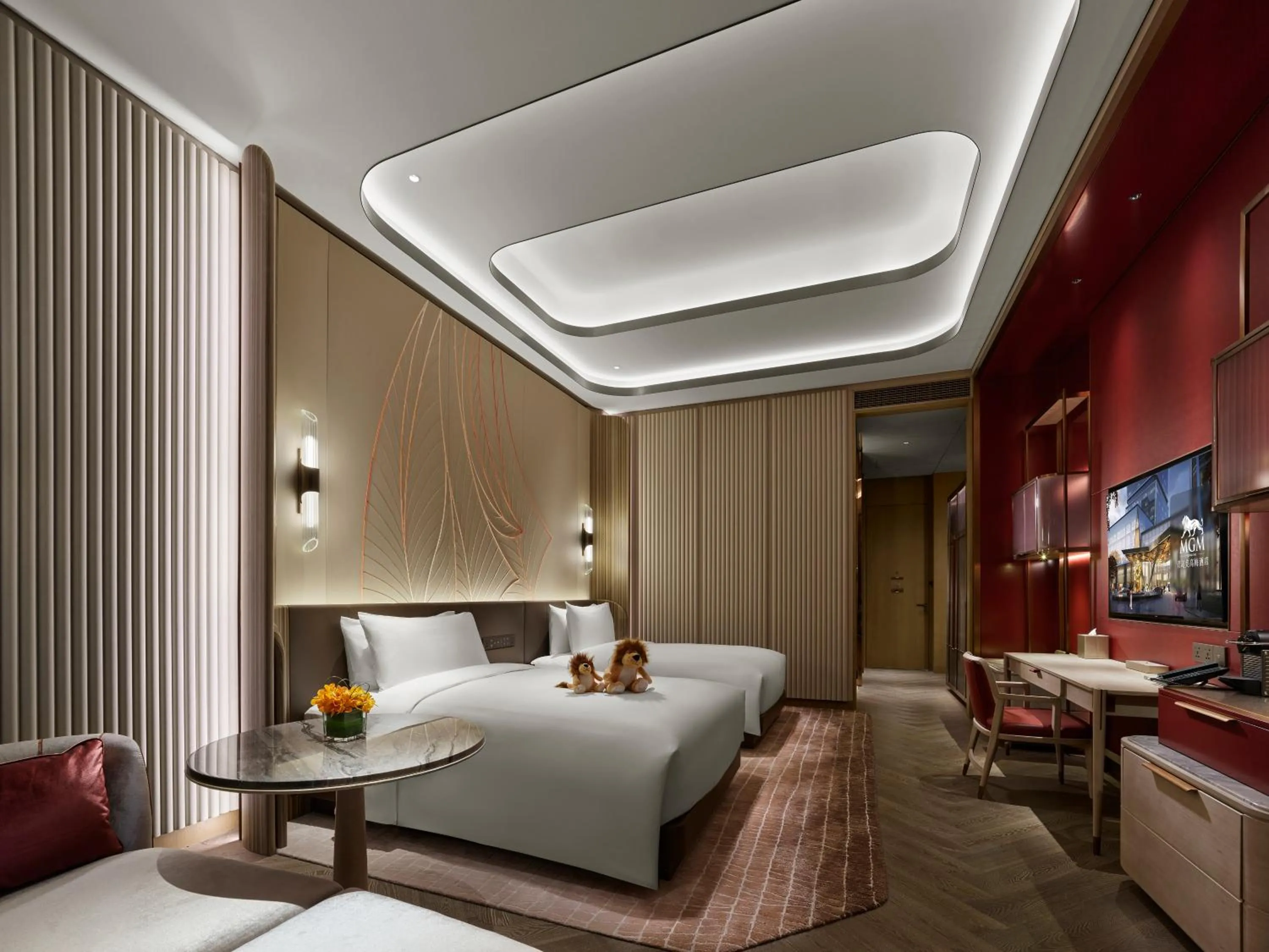 Bedroom, Bed in MGM Qingdao