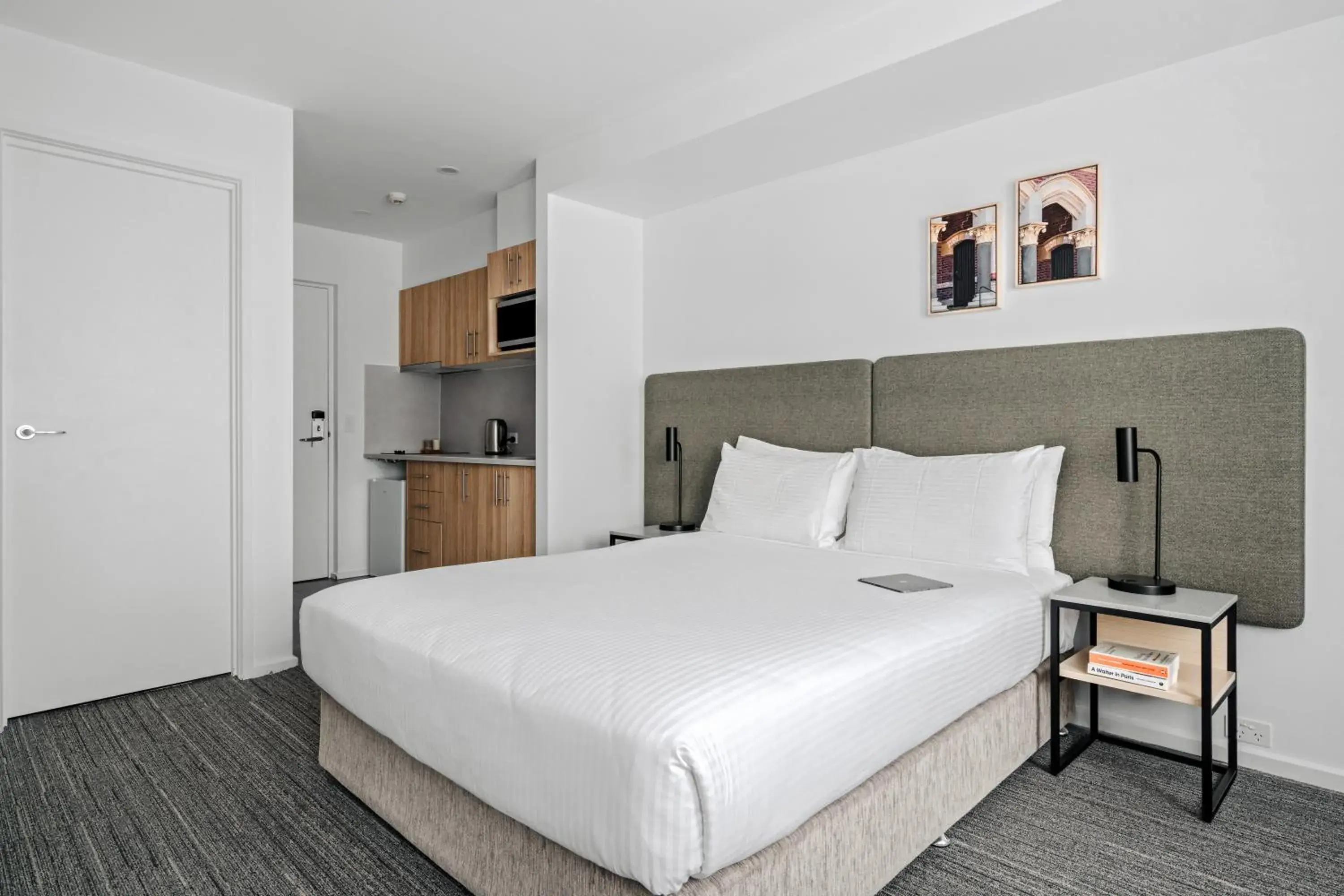 Kitchen or kitchenette, Bed in Quest Moonee Valley Kitchen or kitchenette, Bed in Quest Moonee Valley