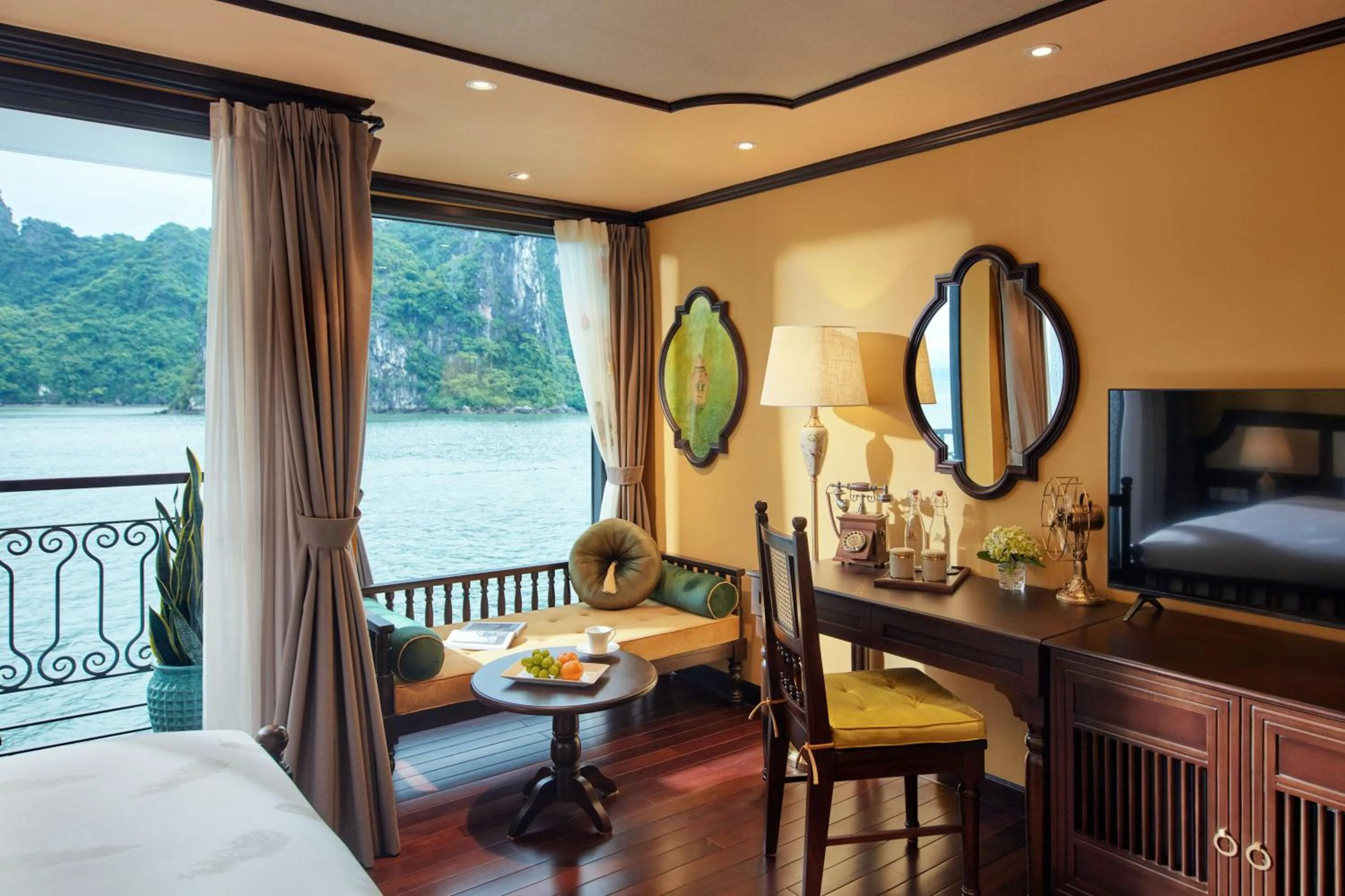 Living room, Bed in Indochine Premium Halong Bay