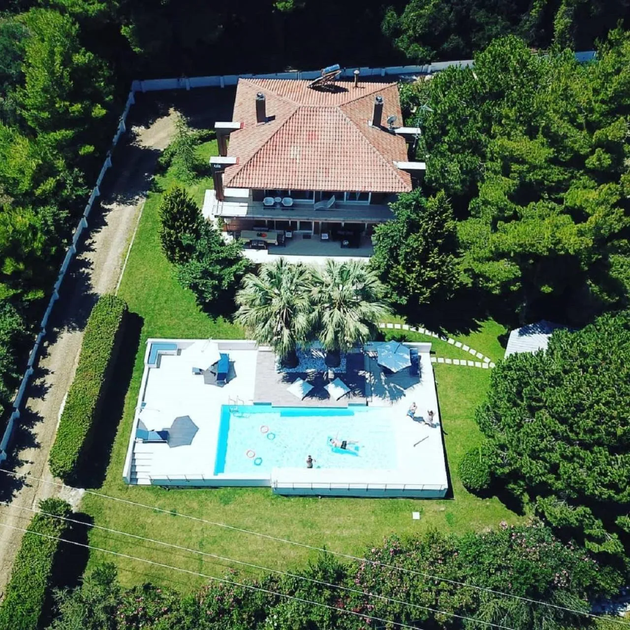 Bird's eye view in Villa Anna Maria Kriopigi Private Pool & Sea View 5 Bedrooms