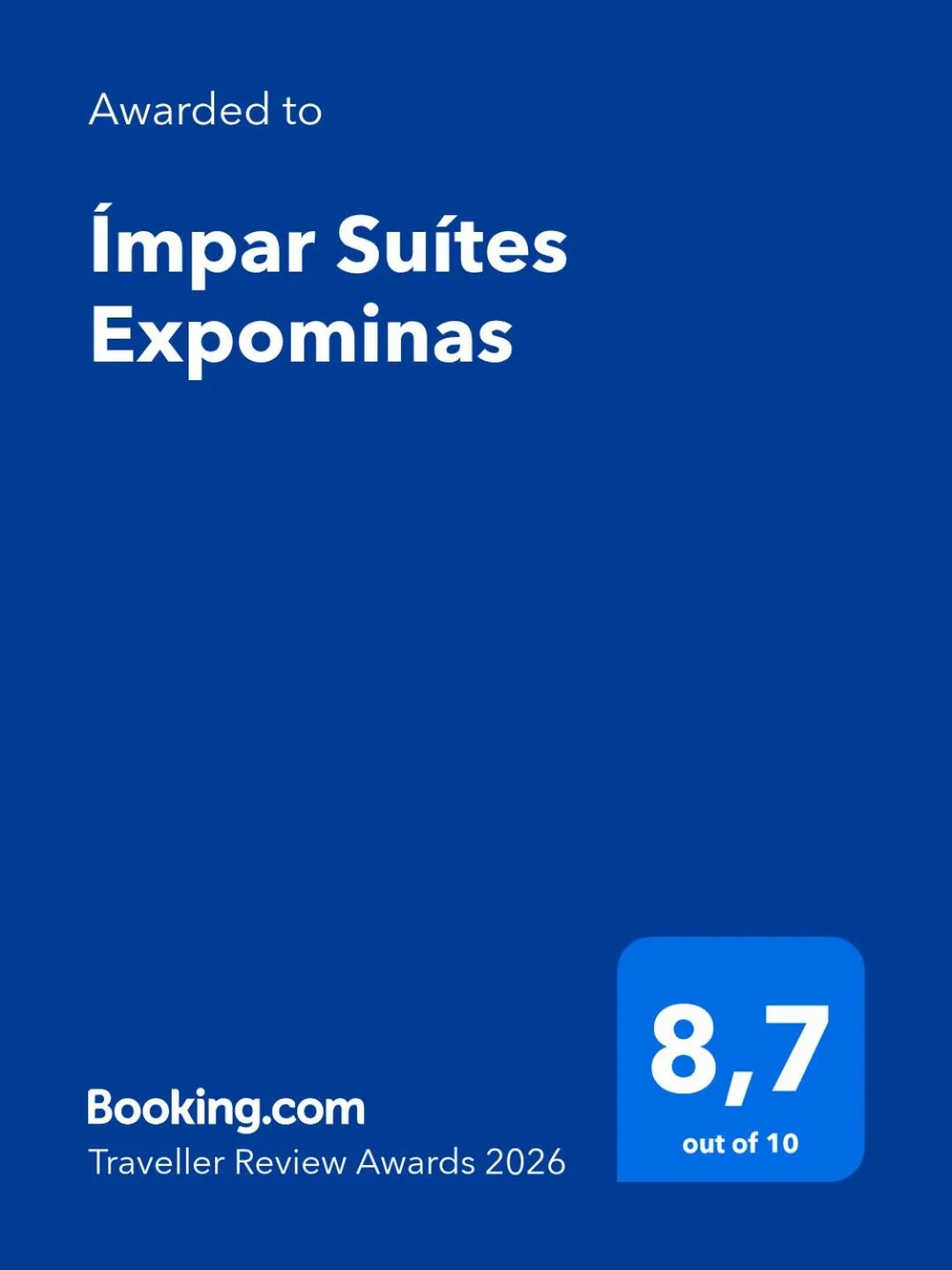 Certificate/Award in Ímpar Suítes Expominas