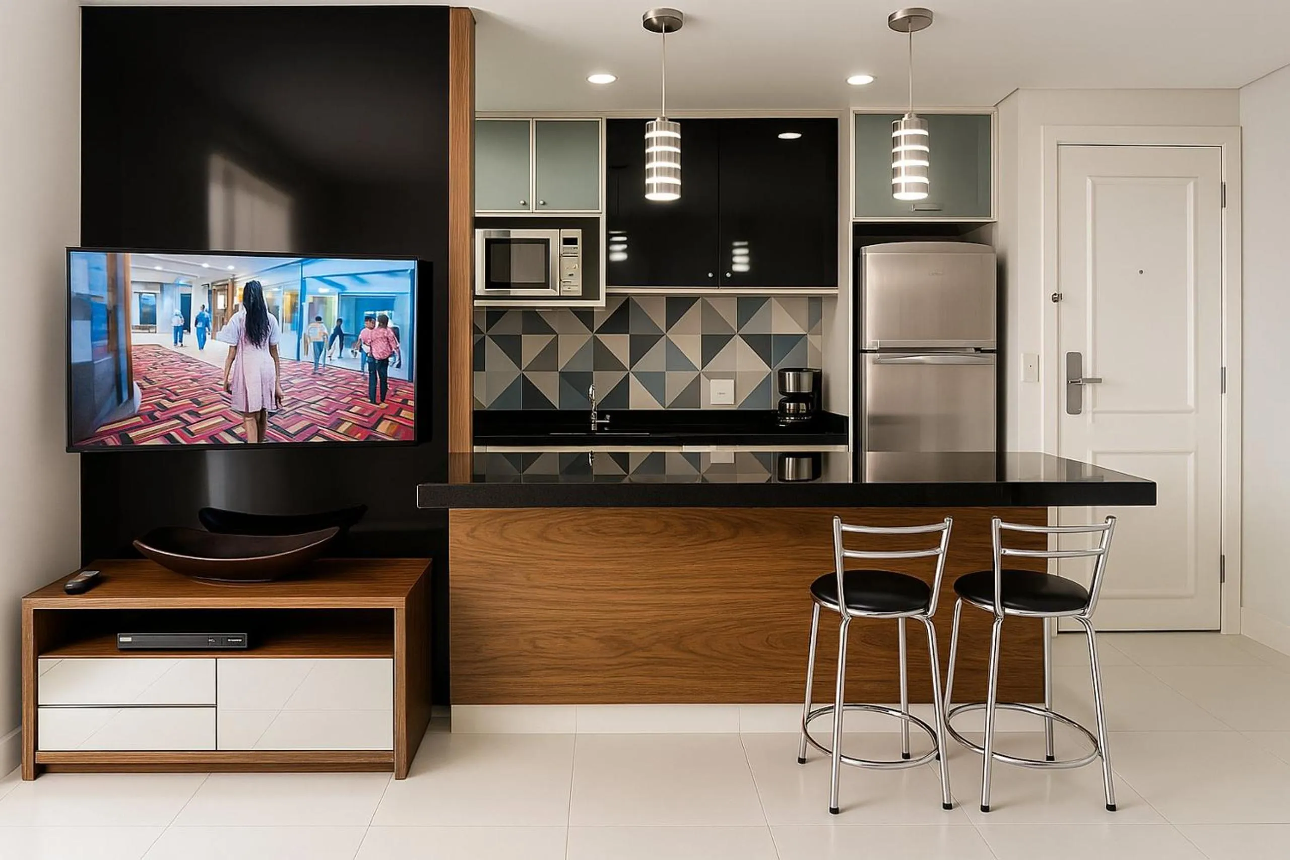 Kitchen or kitchenette in Elegance Suítes Alvorada